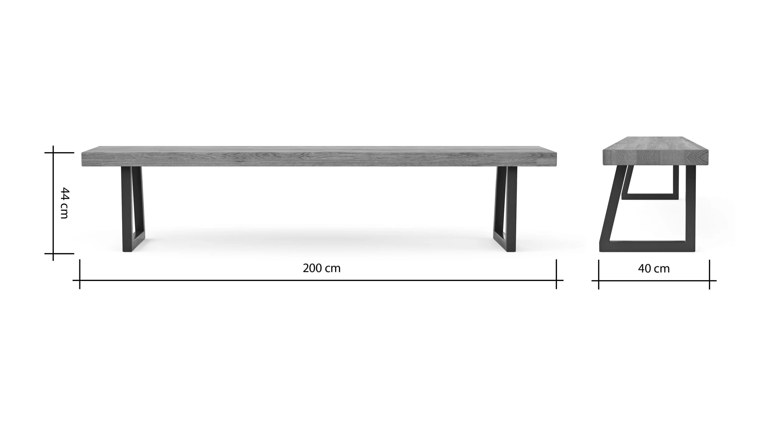 Holzbank Clifton - Breite ca. 200cm, Wildeiche massiv, natur