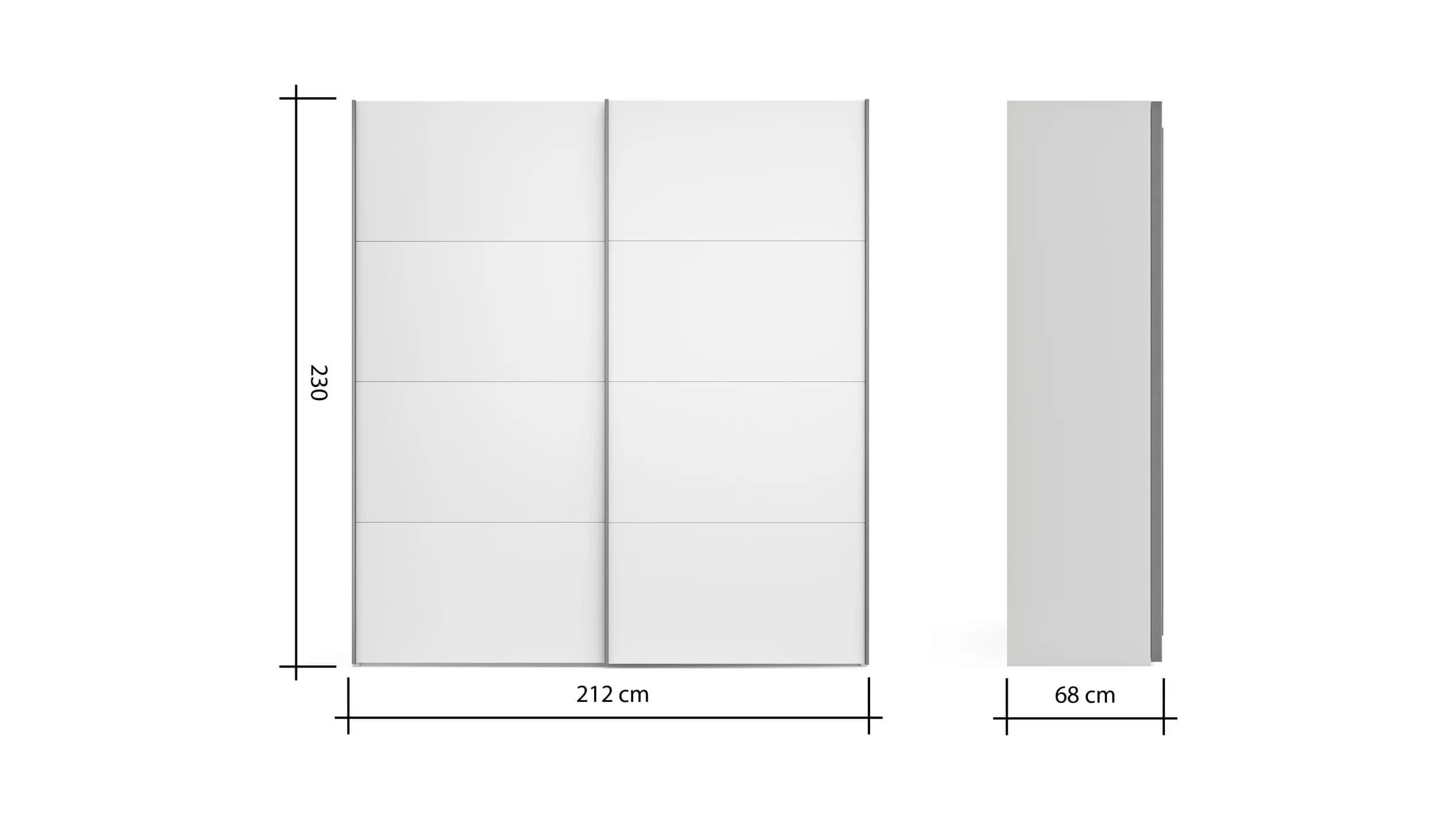 Schwebetürenschrank Viana - B ca. 212 cm, Lack, Weiß