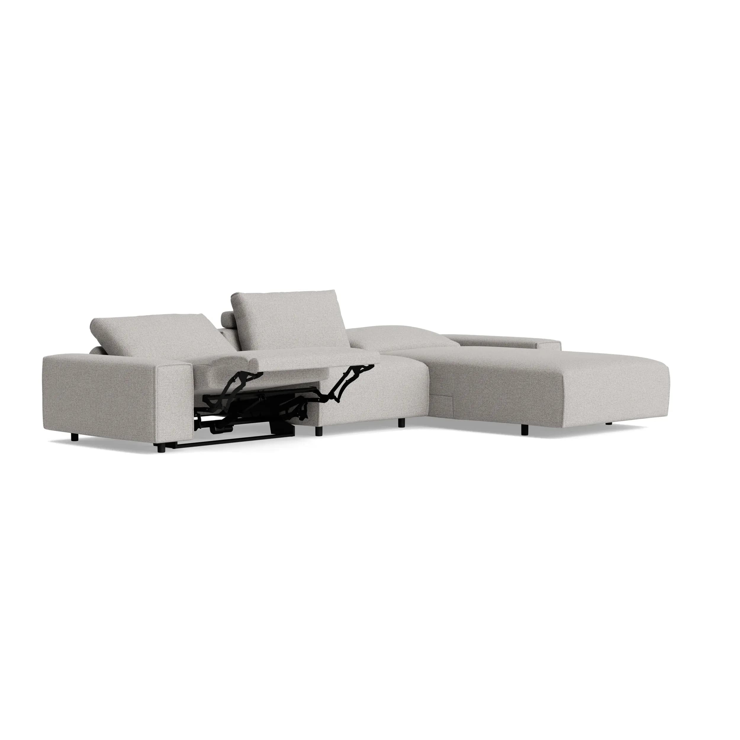 Ecksofa Serava - Longchair links mit 2,5-Sitzer, Stoff, Grau