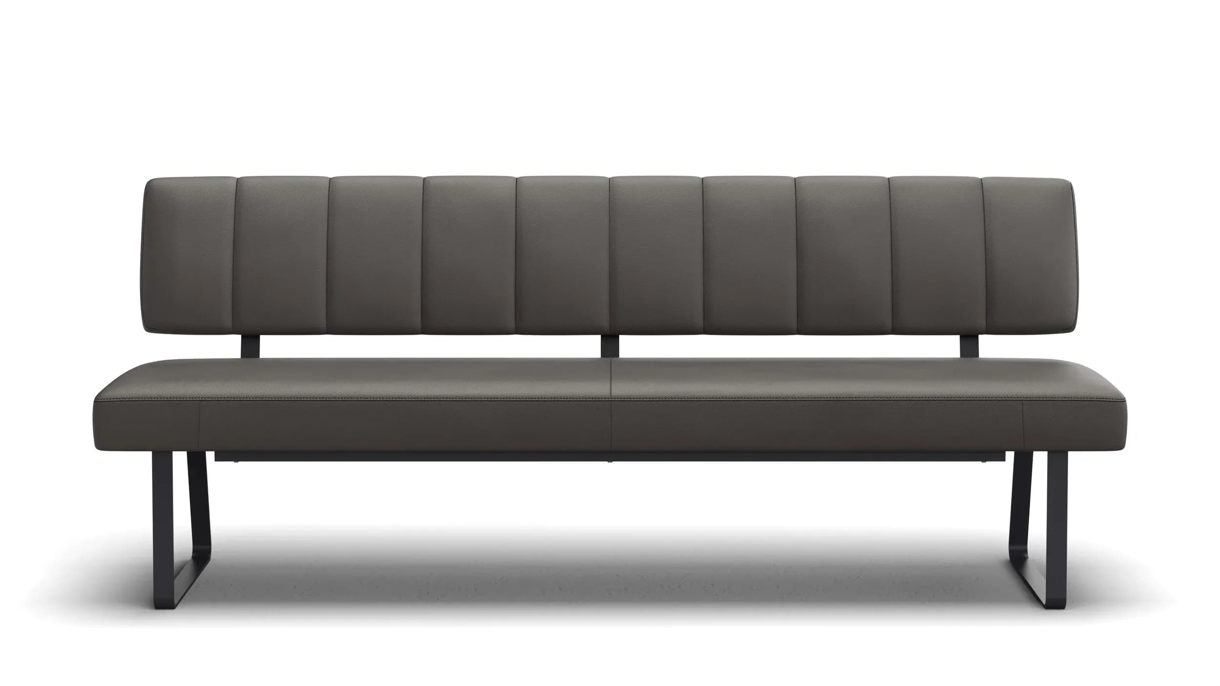Polsterbank Carmelo - Breite ca. 203 cm, Leder, Steingrau