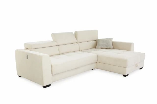 Ecksofa - 2-Sitzer, Ecke rechts, Stoff, Creme