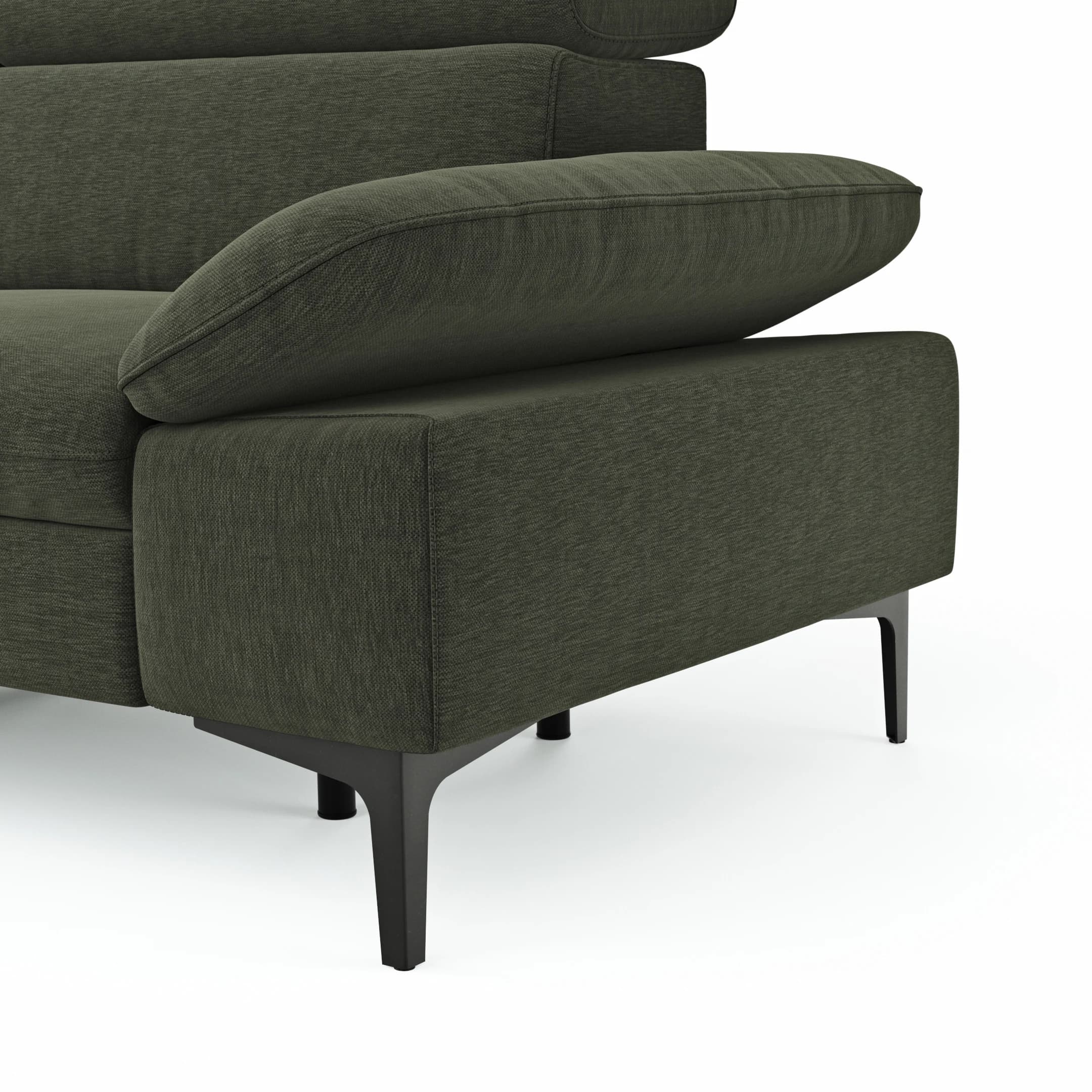 Ecksofa Felipa - Ecke links mit 2,5-Sitzer inkl. Armlehne verstellbar und Rückenlehne/Sitztiefe verstellbar (motorisch), Stoff, Dunkelgrün