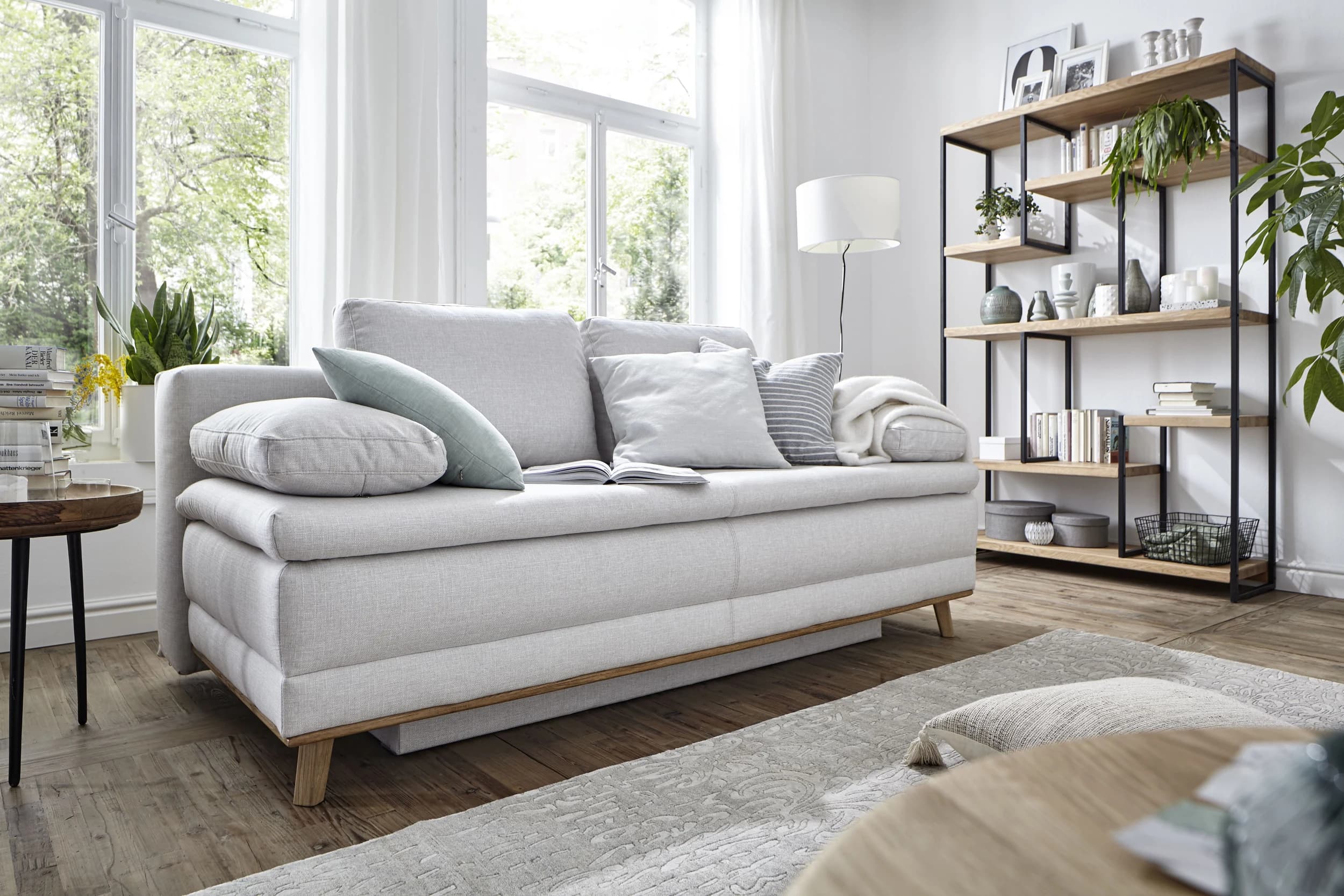 Sofa Lakeville 2 - 2-Sitzer inkl. Schlaffunktion mit Bettkasten, Stoff, Natur