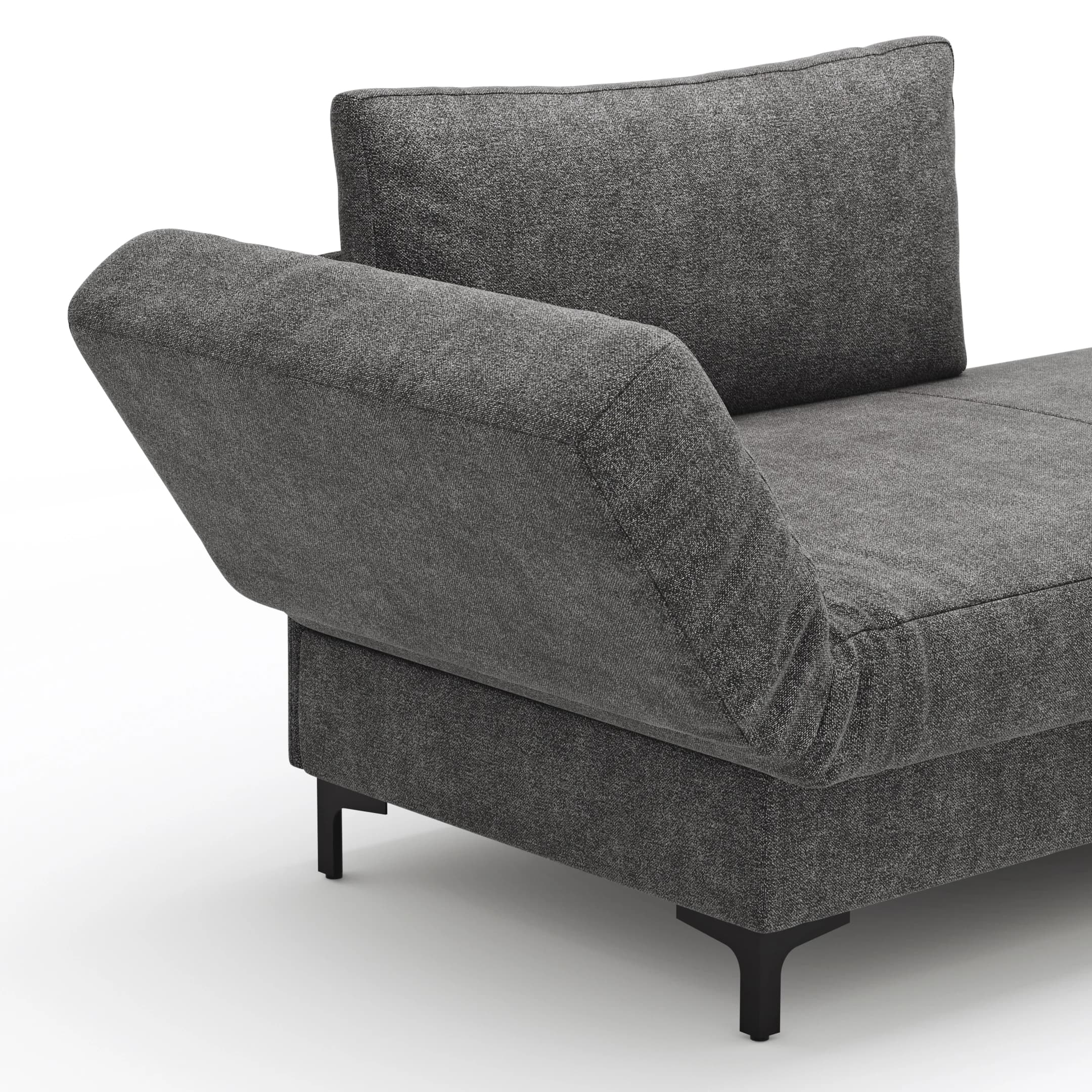 Schlafsofa Verano - Ausrichtung links inkl. Schlaffunktion und Bettkasten, Stoff, Dunkelgrau