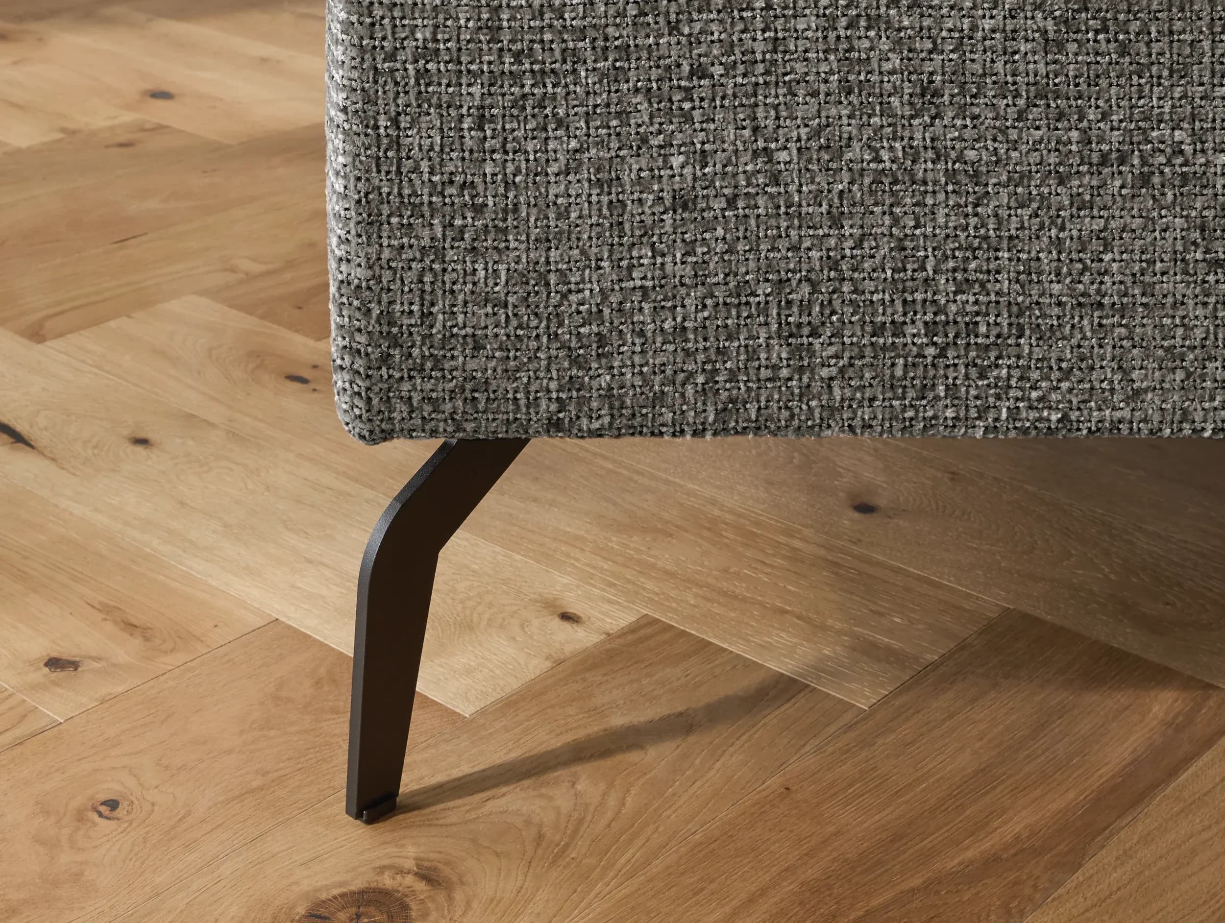 Ecksofa Benissa - Ecke und Abschlussteil mit 2,5-Sitzer rechts inkl. Rückenlehne verstellbar, Stoff, Dunkelgrau