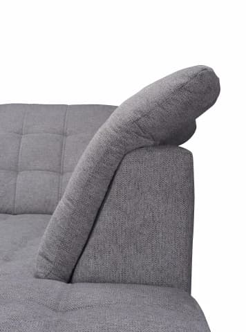 Ecksofa - 2-Sitzer, Ecke rechts inkl. Schlaffunktion und Bettkasten, verstellbare Kopfstützen, Stoff, Grau