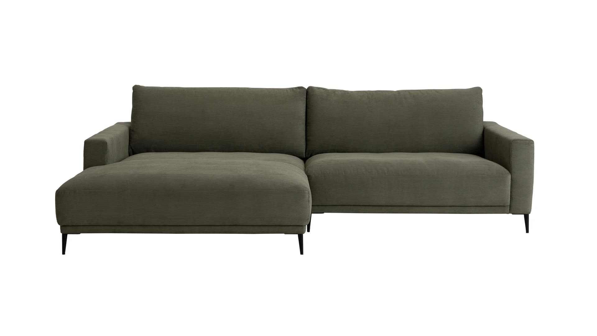 Ecksofa Solero 2.0 - Longchair groß mit 1,5-Sitzer rechts, Stoff, Olivgrün
