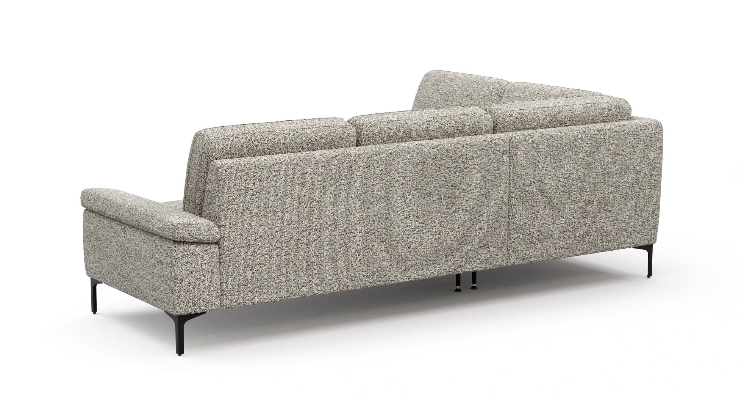 Ecksofa Matero - Ecke mit 2-Sitzer rechts, Stoff, Graubeige