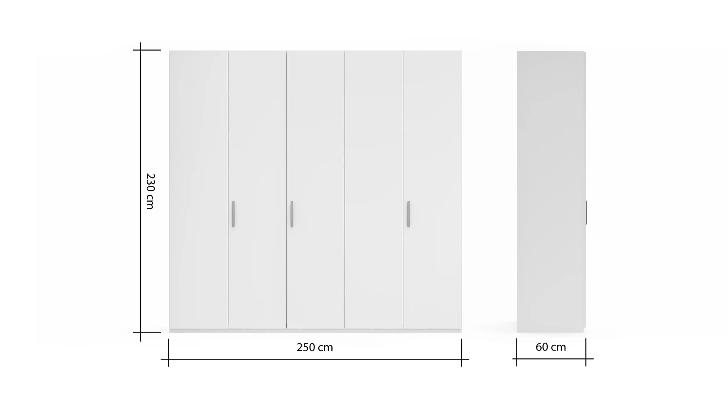 Drehtürenschrank Viana - B. ca. 250 cm, Lack, Weiß