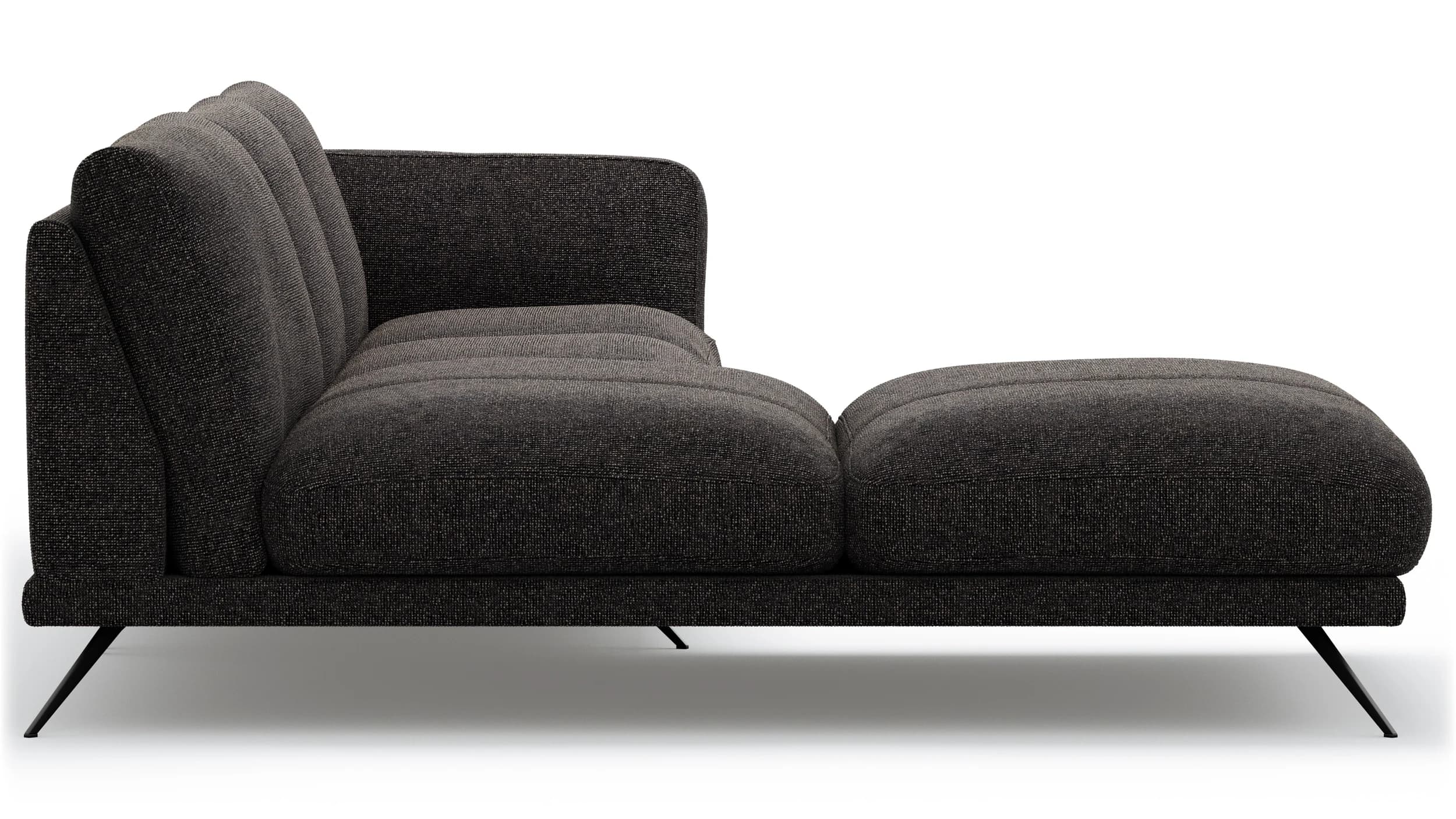 Ecksofa Valdemoro - Longchair mit 2,5-Sitzer rechts inkl. Rückenlehne verstellbar, Stoff, Anthrazit