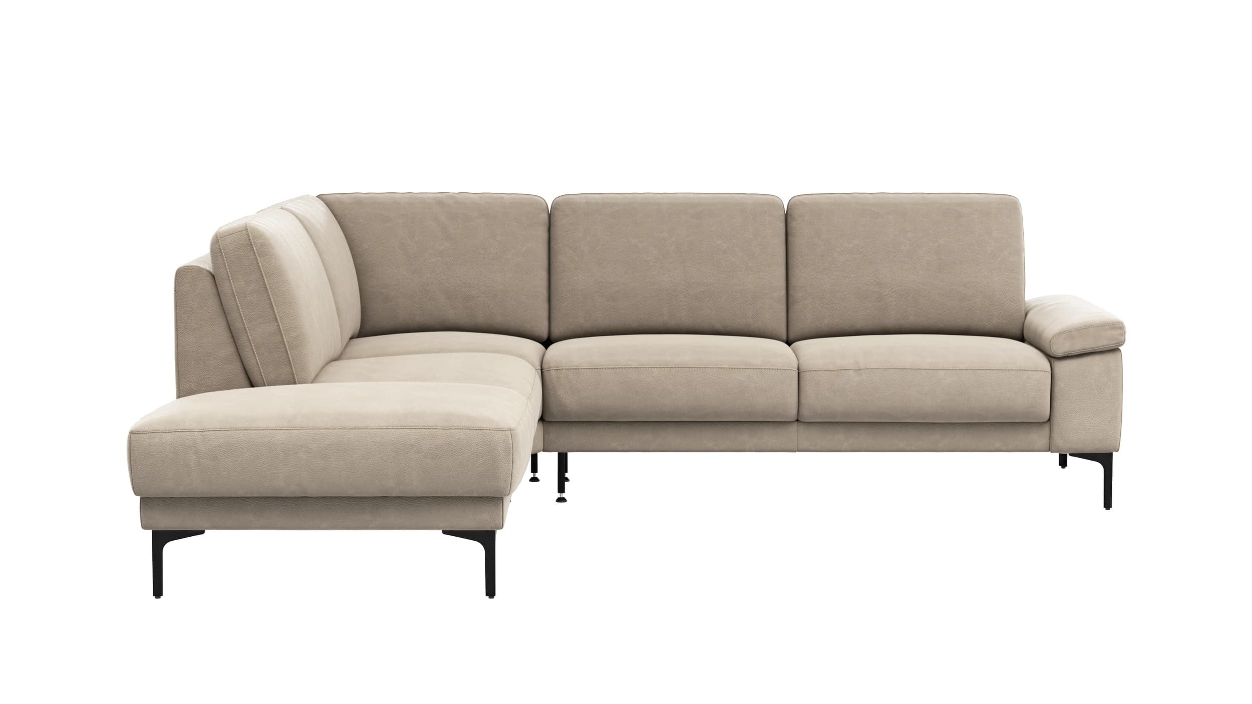 Ecksofa Matero - Ecke mit 2-Sitzer rechts, Leder, Taupe