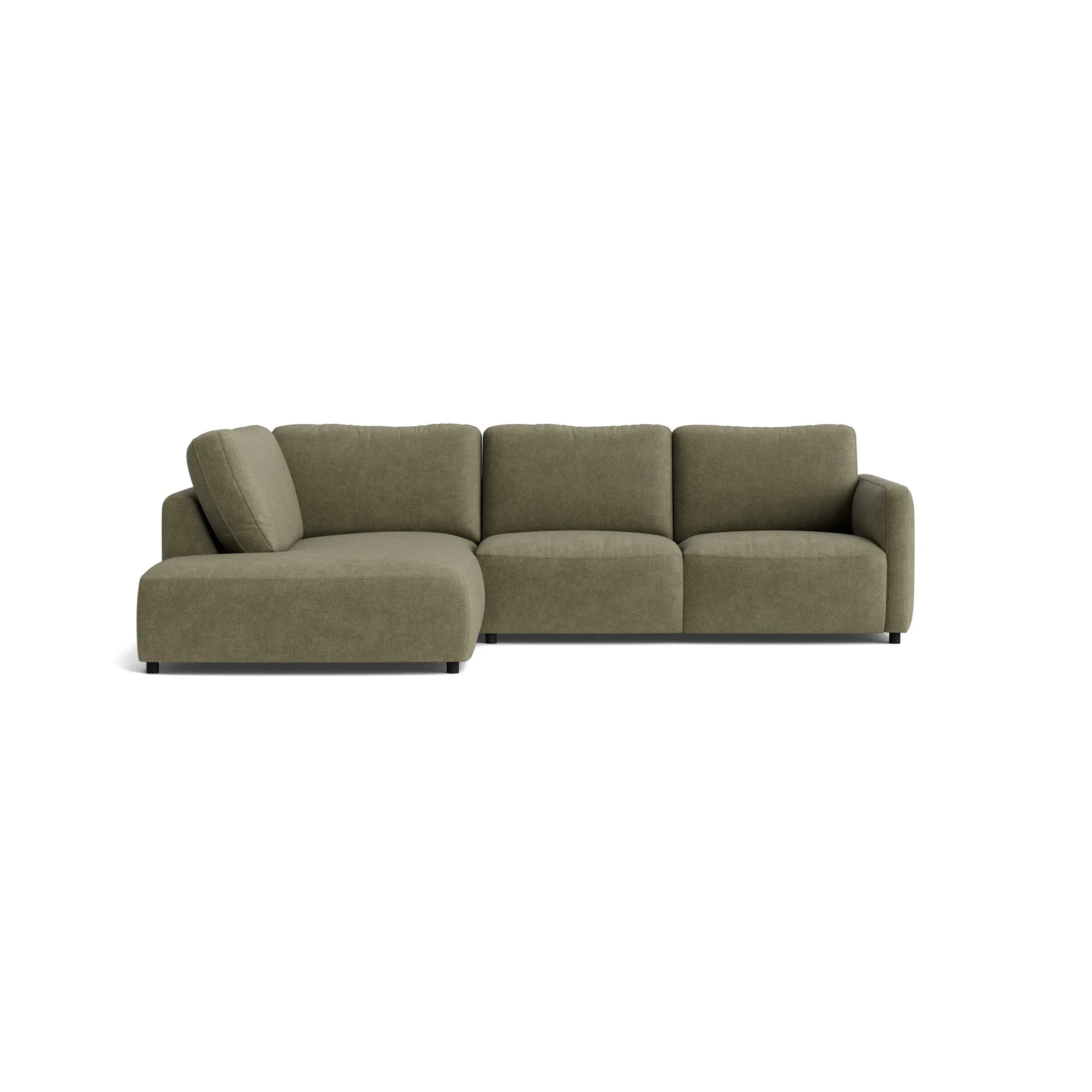 Ecksofa Liendo - Ecke und Abschlussteil mit 2-Sitzer rechts inkl. Sitzvorzug motorisch, Stoff, Olivgrün