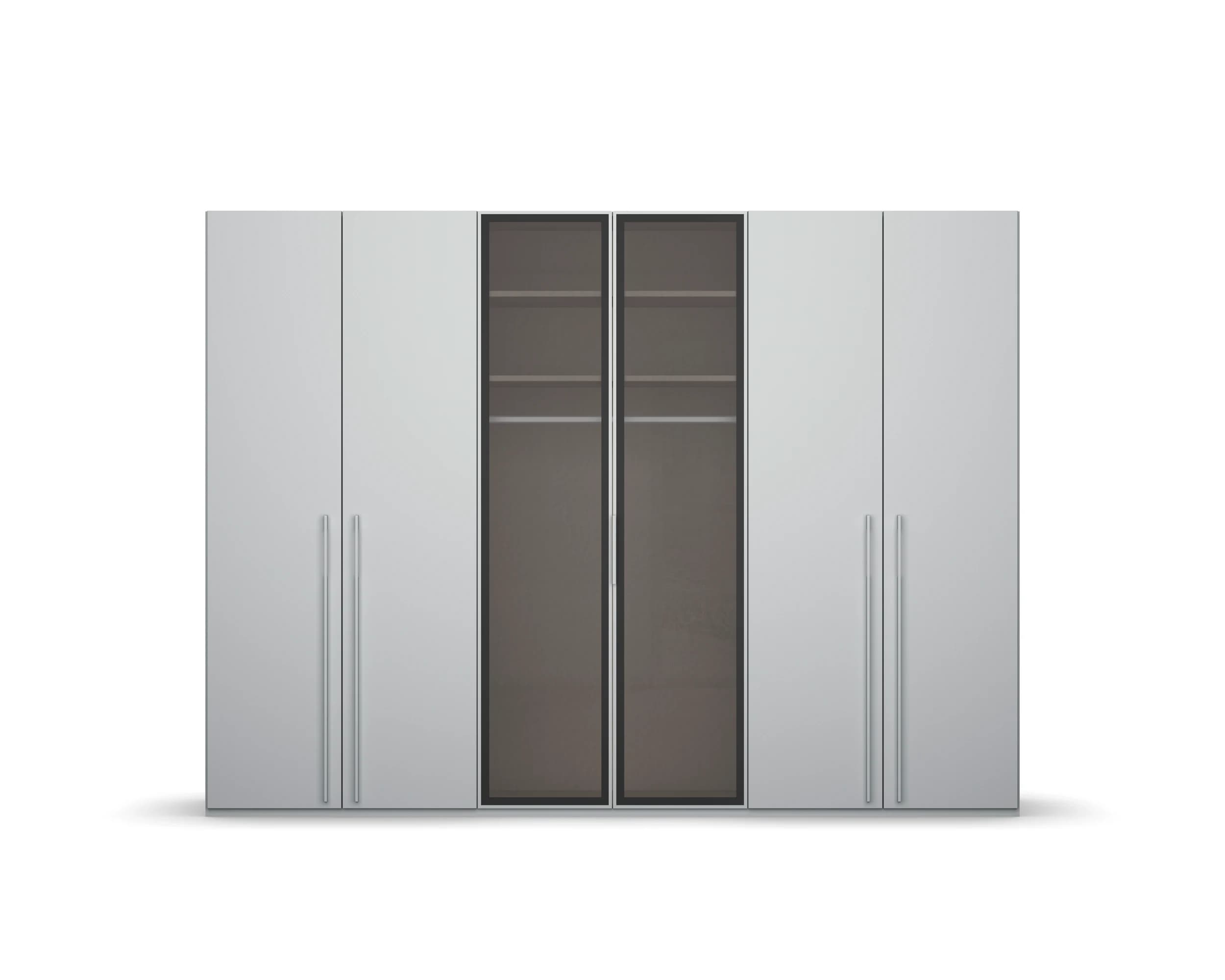 Drehtürenschrank - mit Glasrahmentüren, B. ca. 301 cm, Seidengrau