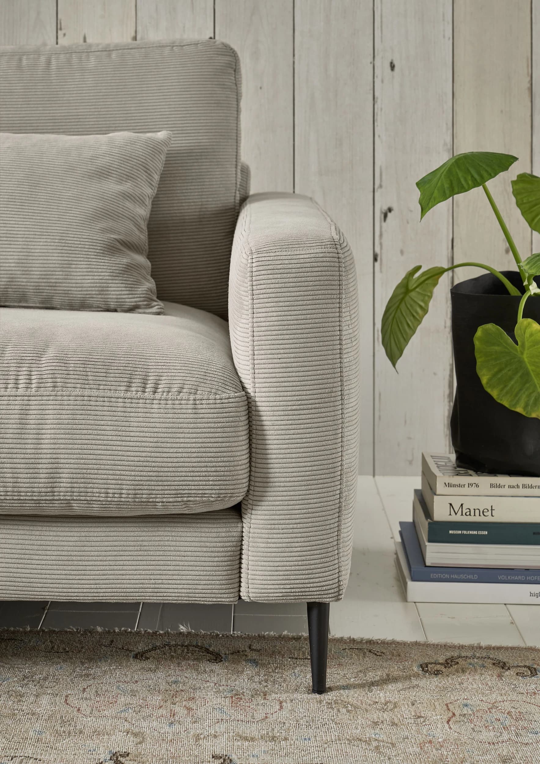 Ecksofa - Longchair links mit 1,5-Sitzer, Stoff, Sand