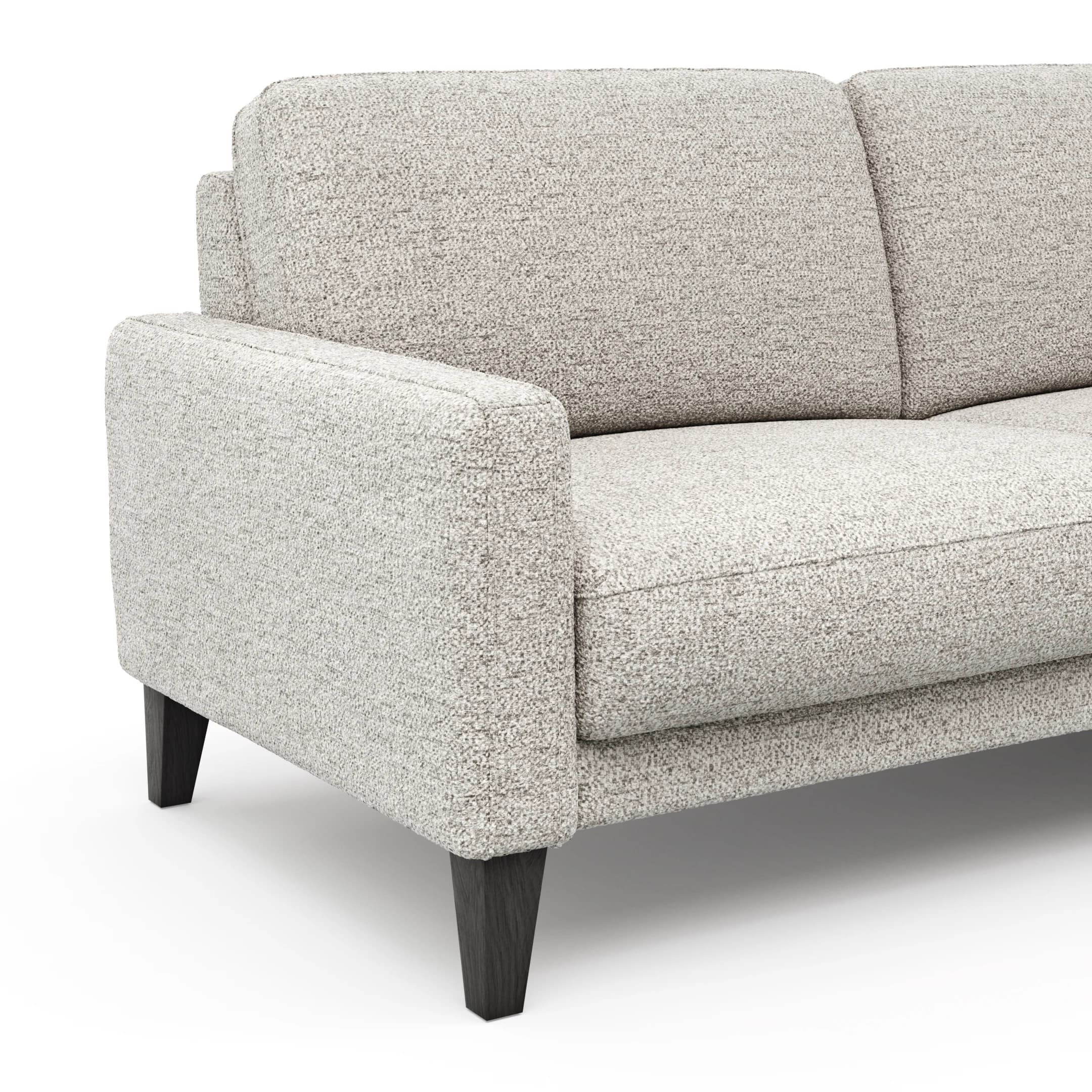 Ecksofa Matero - 2,5-Sitzer mit Longchair rechts, Stoff, Hellgrau