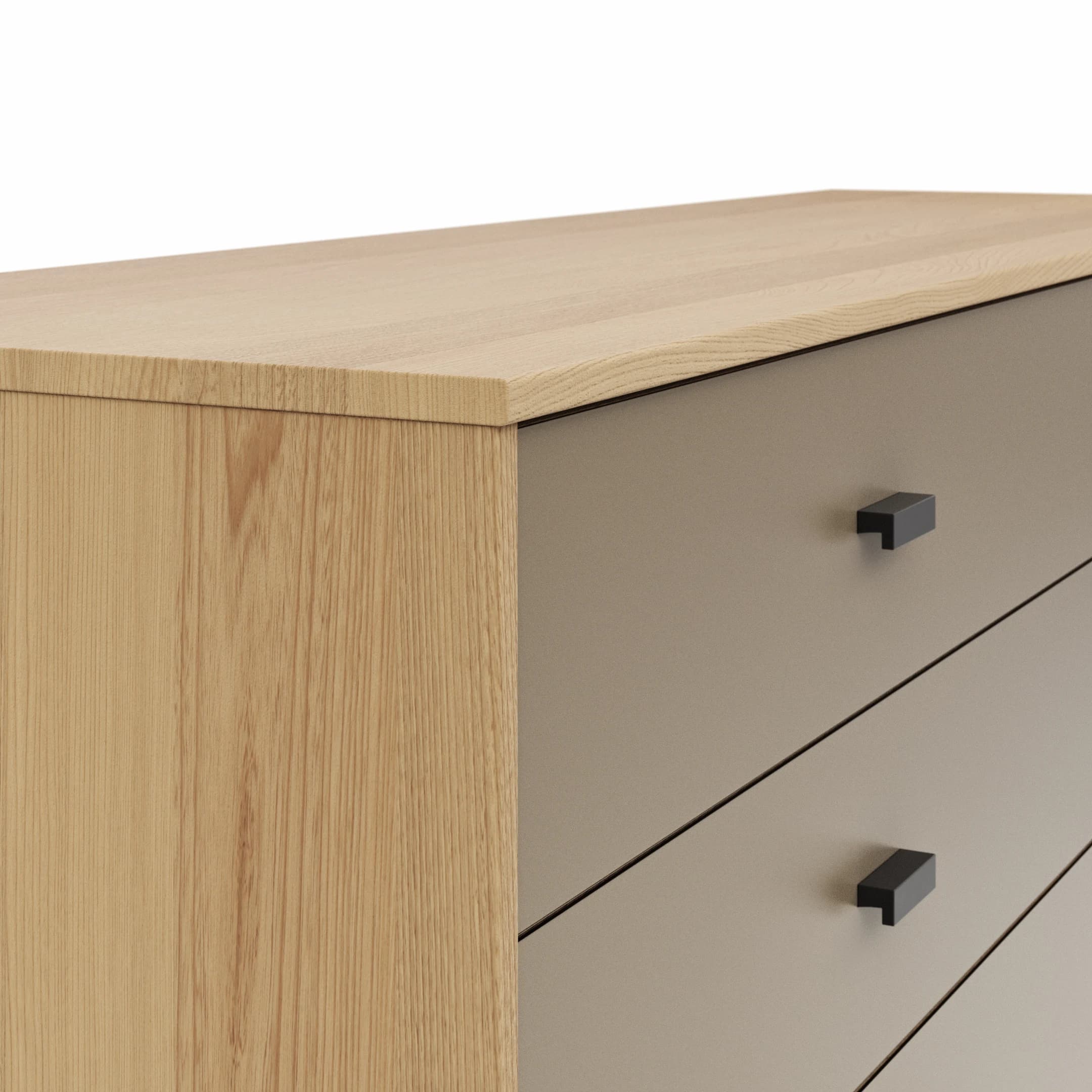 Kommode Lenoso - Eiche Nachbildung, Glas Graubraun