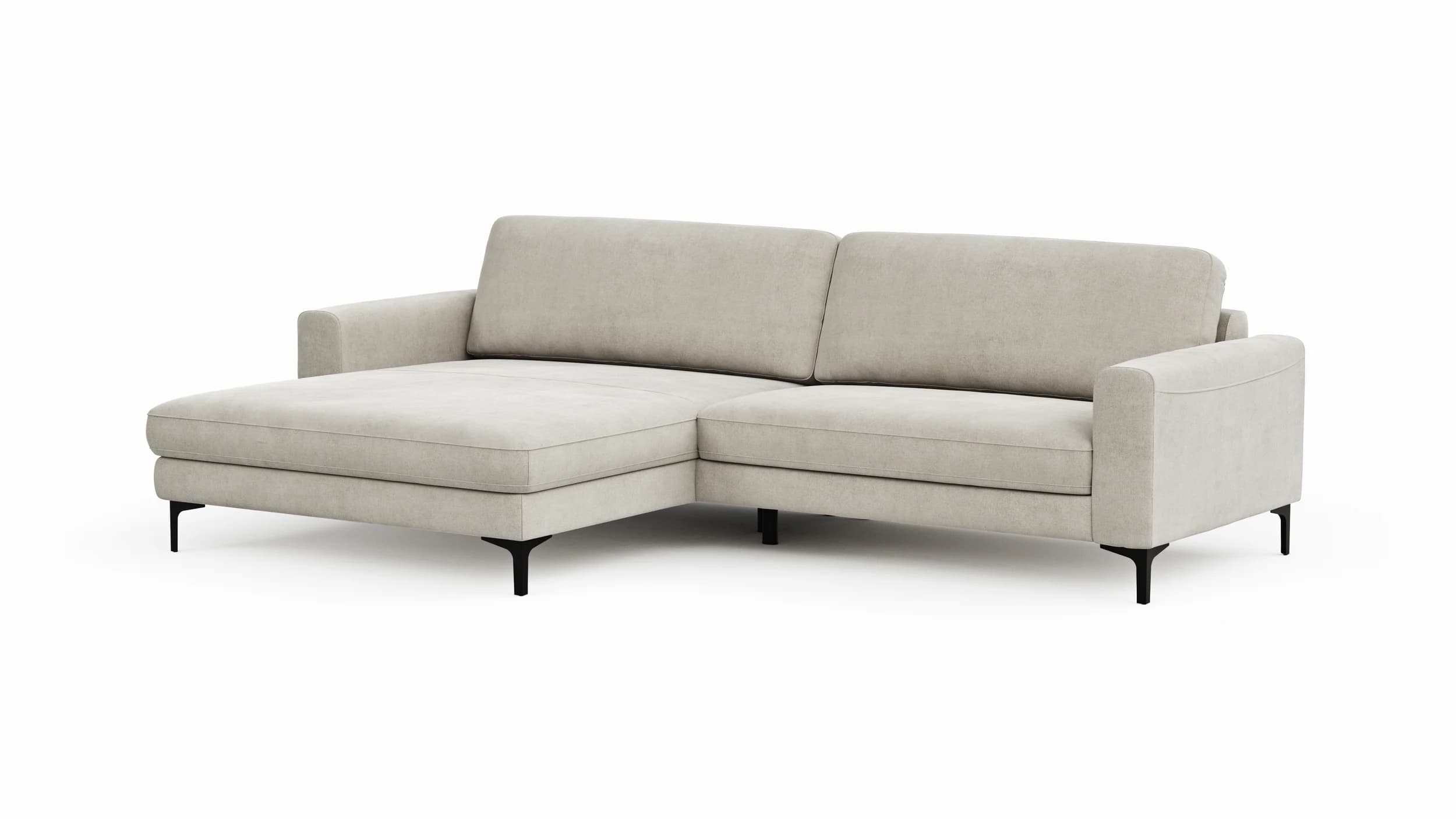 Ecksofa Oviedo - Longchair links mit 1,5-Sitzer inkl. Relaxfunktion (motorisch), Stoff, Natur