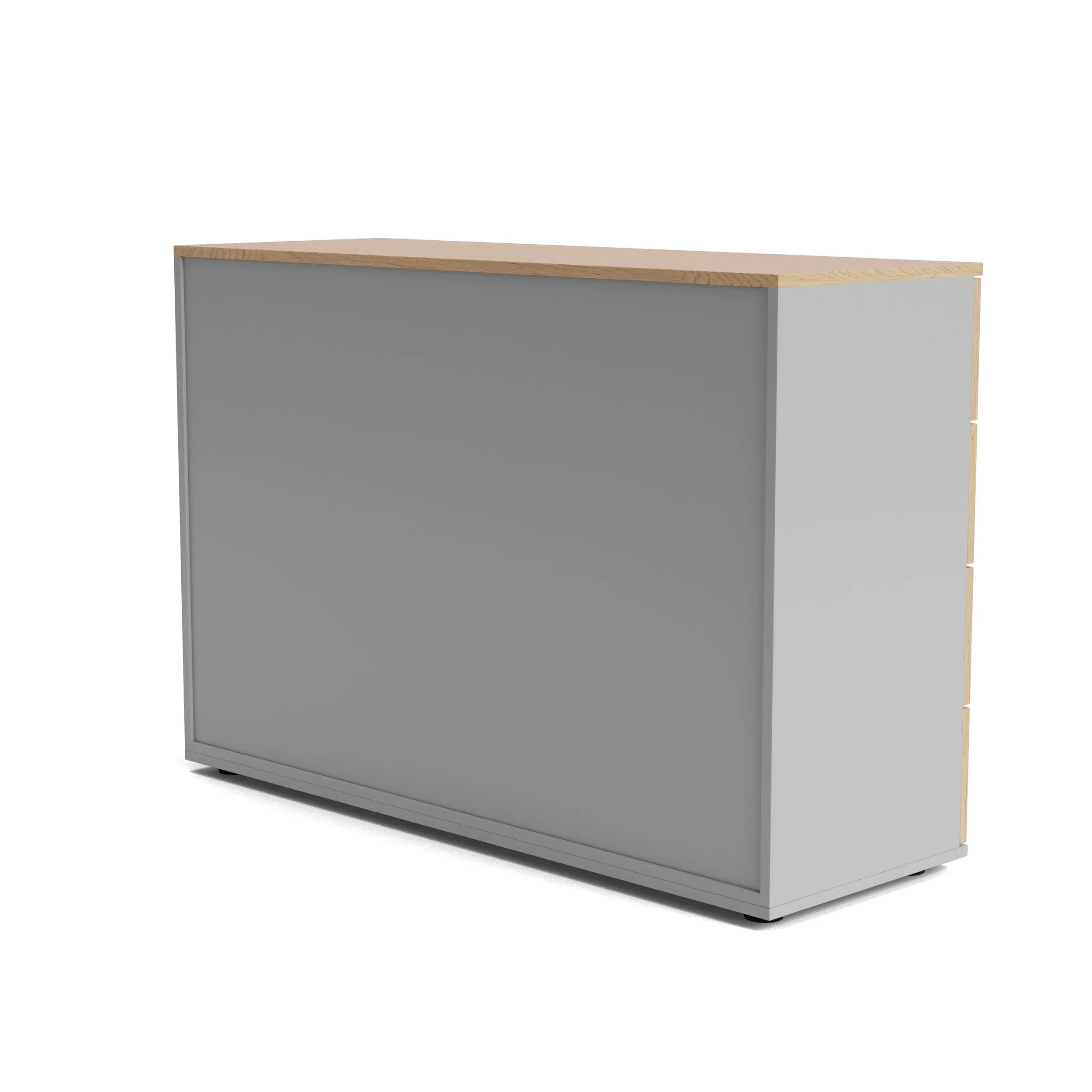 Kommode Caluma - Lack Taupe, Balkeneiche Riffholz