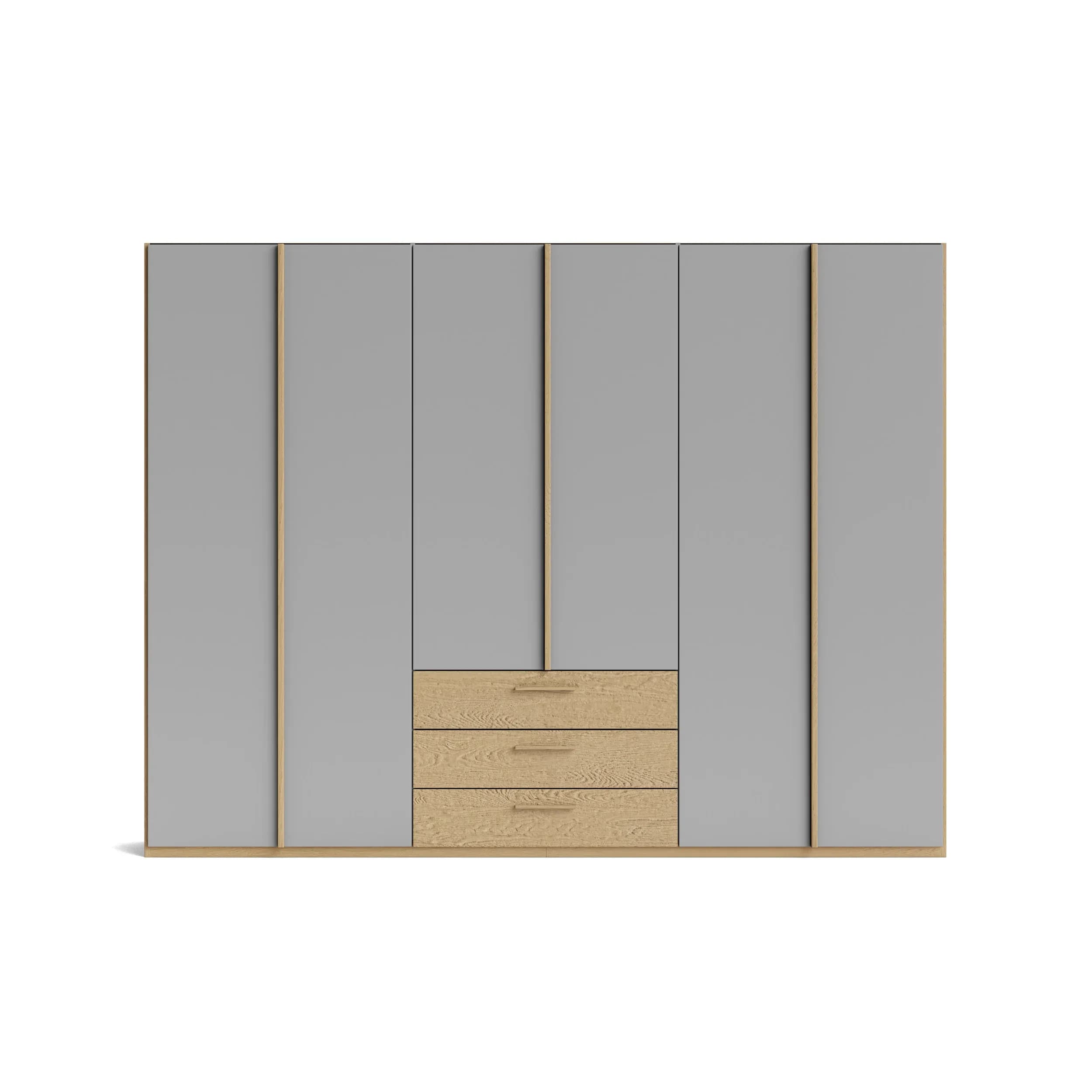 Drehtürenschrank Caluma - B. ca. 300cm, Furnier, Balkeneiche, Taupe