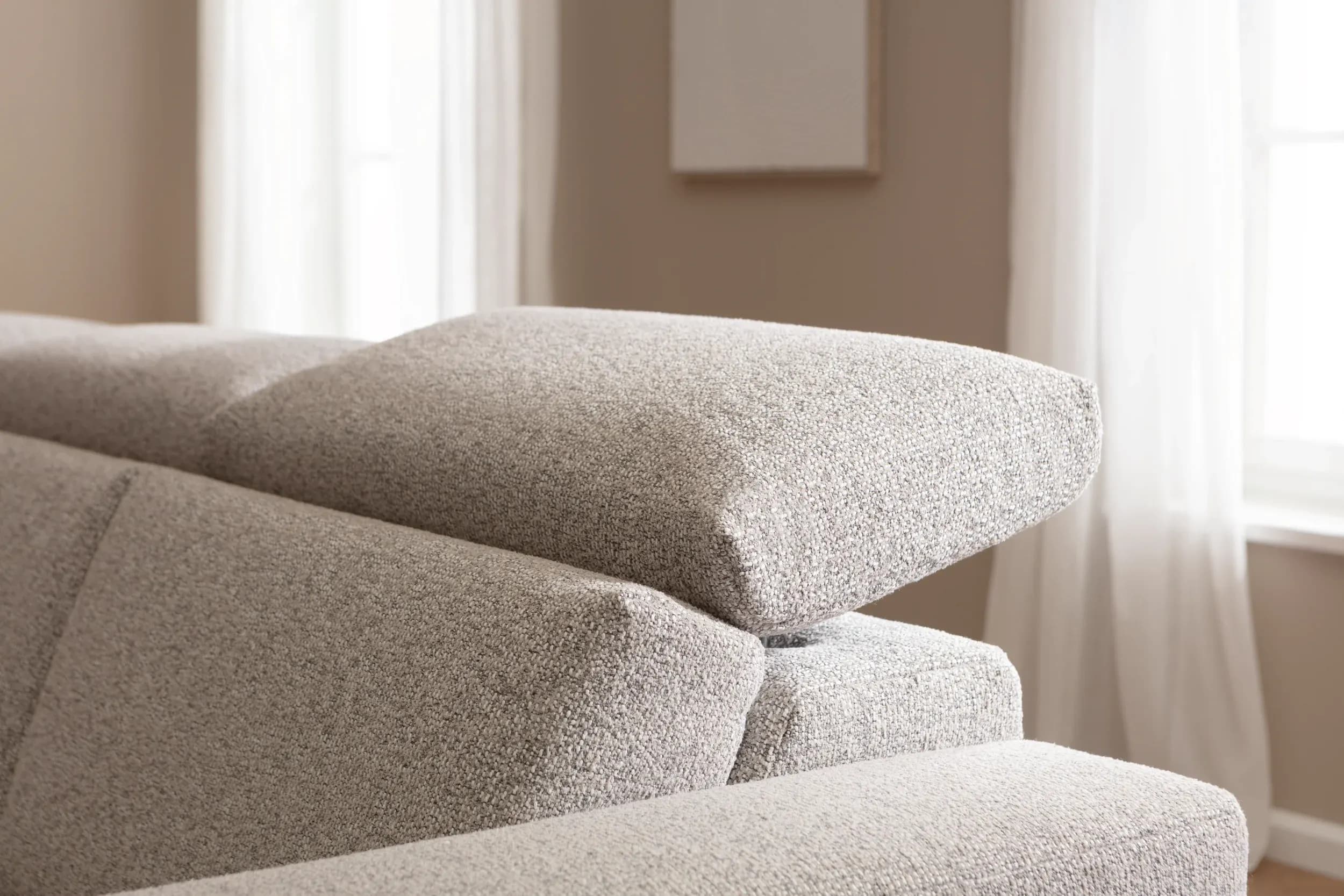 Ecksofa Braska - Loungecke links mit 2,5-Sitzer rechts, inkl. Sitzauszug (motorisch) und Kopfstütze, Stoff, Kaschmir