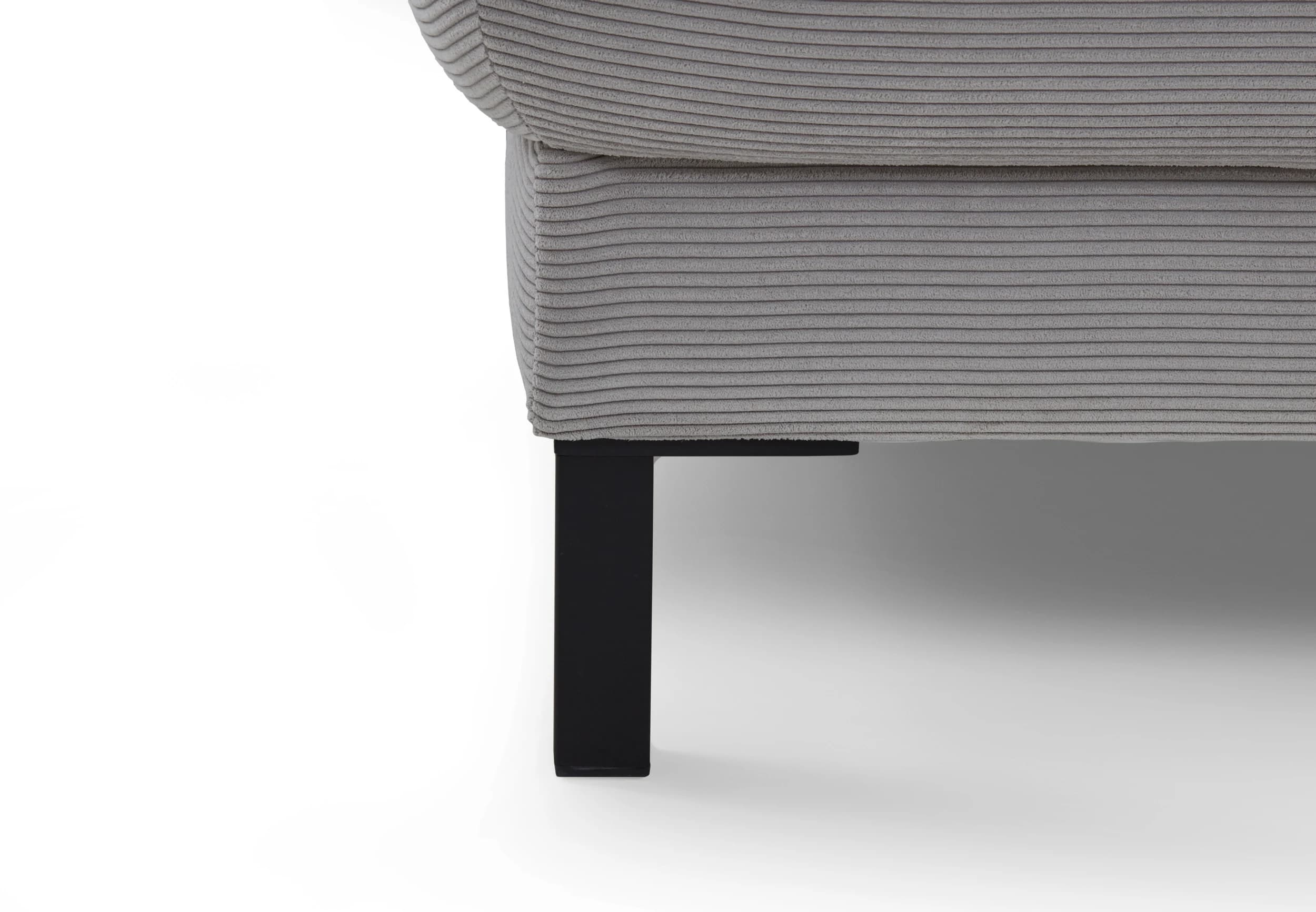 Ecksofa EM Labin - 2,5-Sitzer mit Ecke rechts, Kopfteile verstellbar, Stoff, grau
