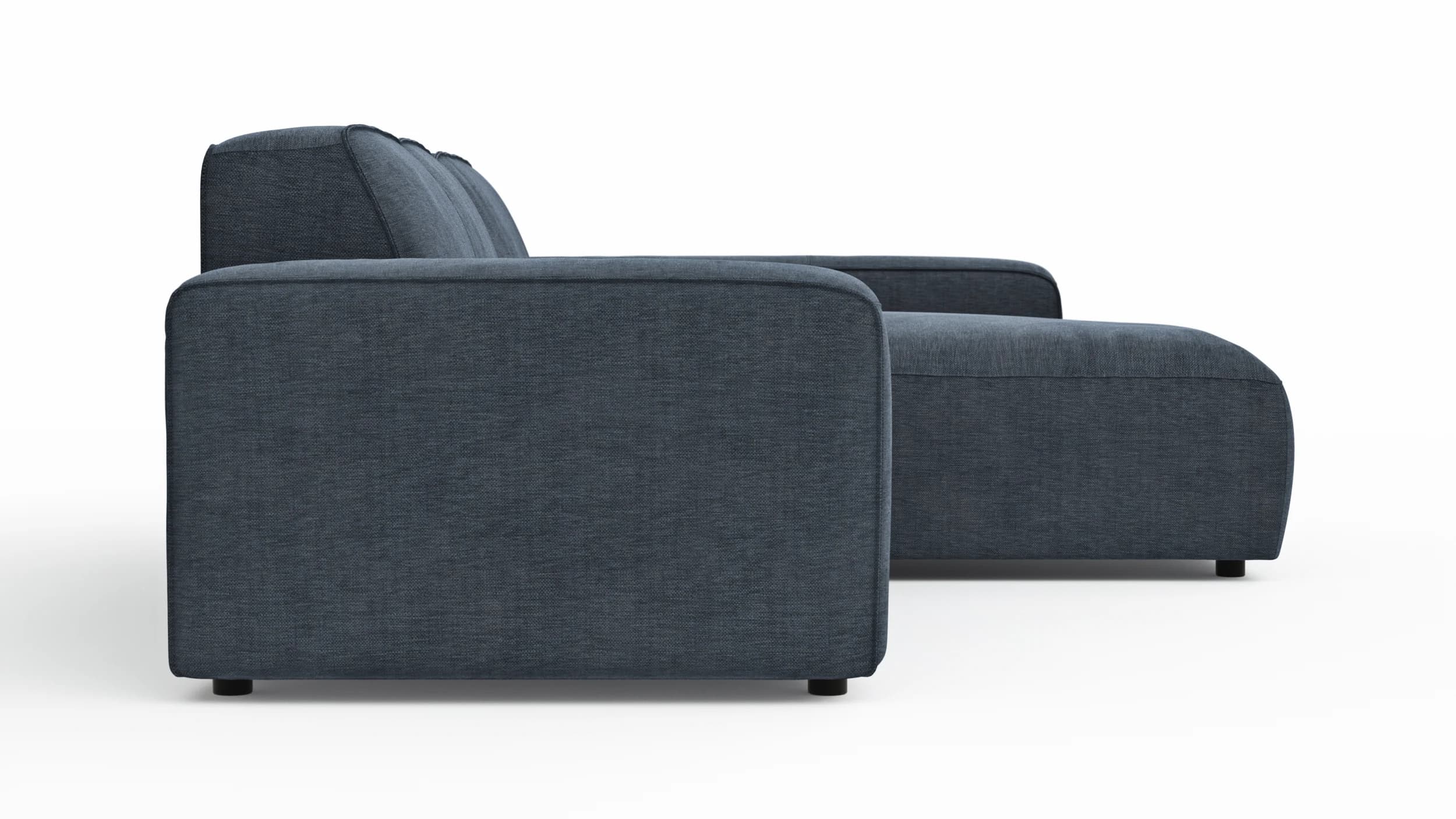 Ecksofa Denver - 2-Sitzer mit Longchair rechts, Stoff, Blau