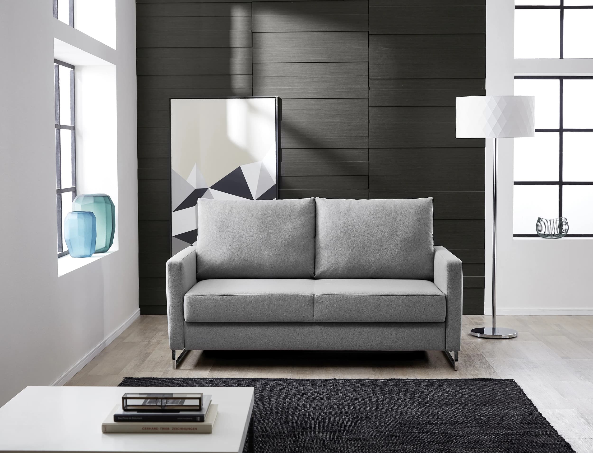 Sofa - Schlaffunktion manuell, Stoff, Anthrazit/Grau