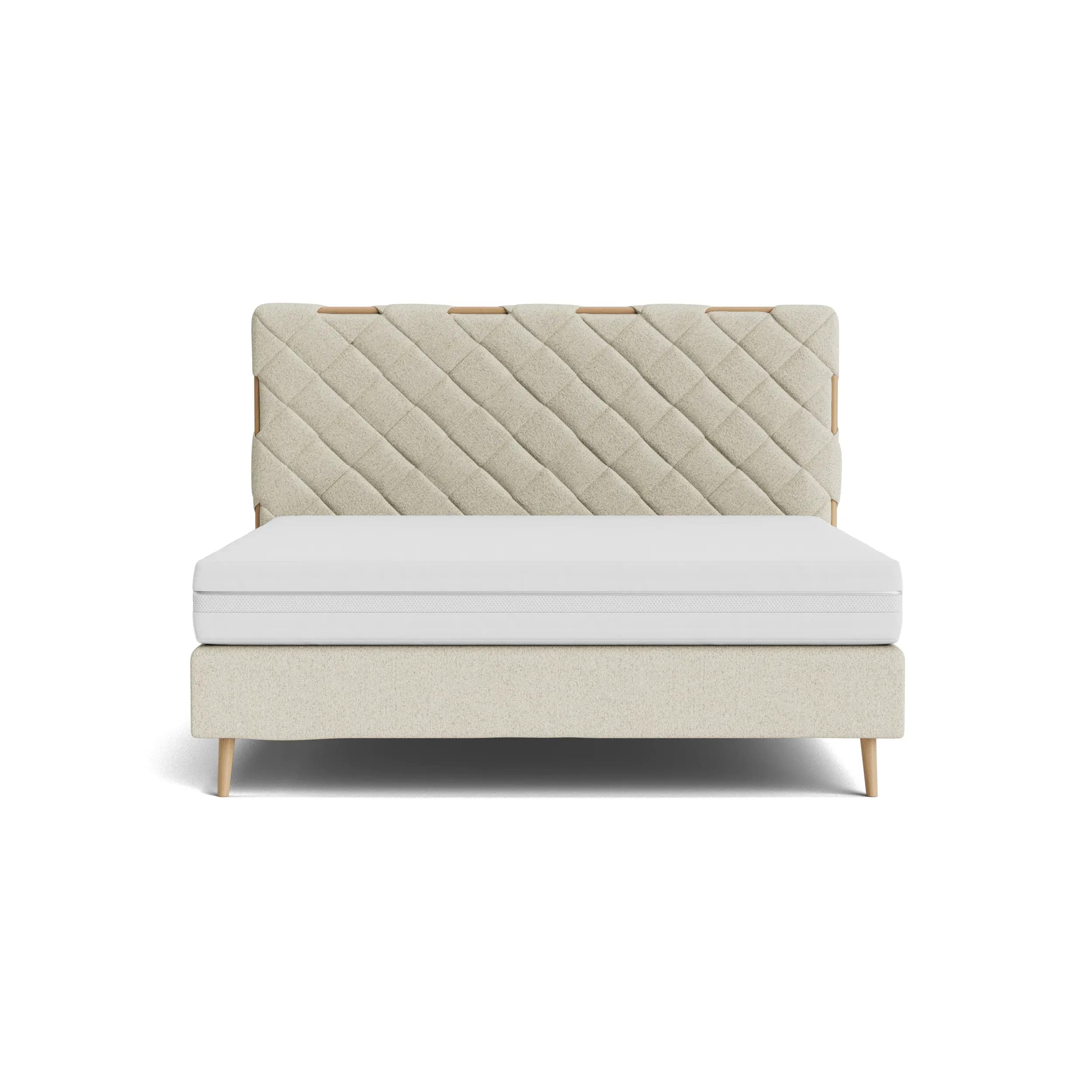 Boxspringbett Soria - Liegefläche ca. 180x200 cm, Stoff, Ecru