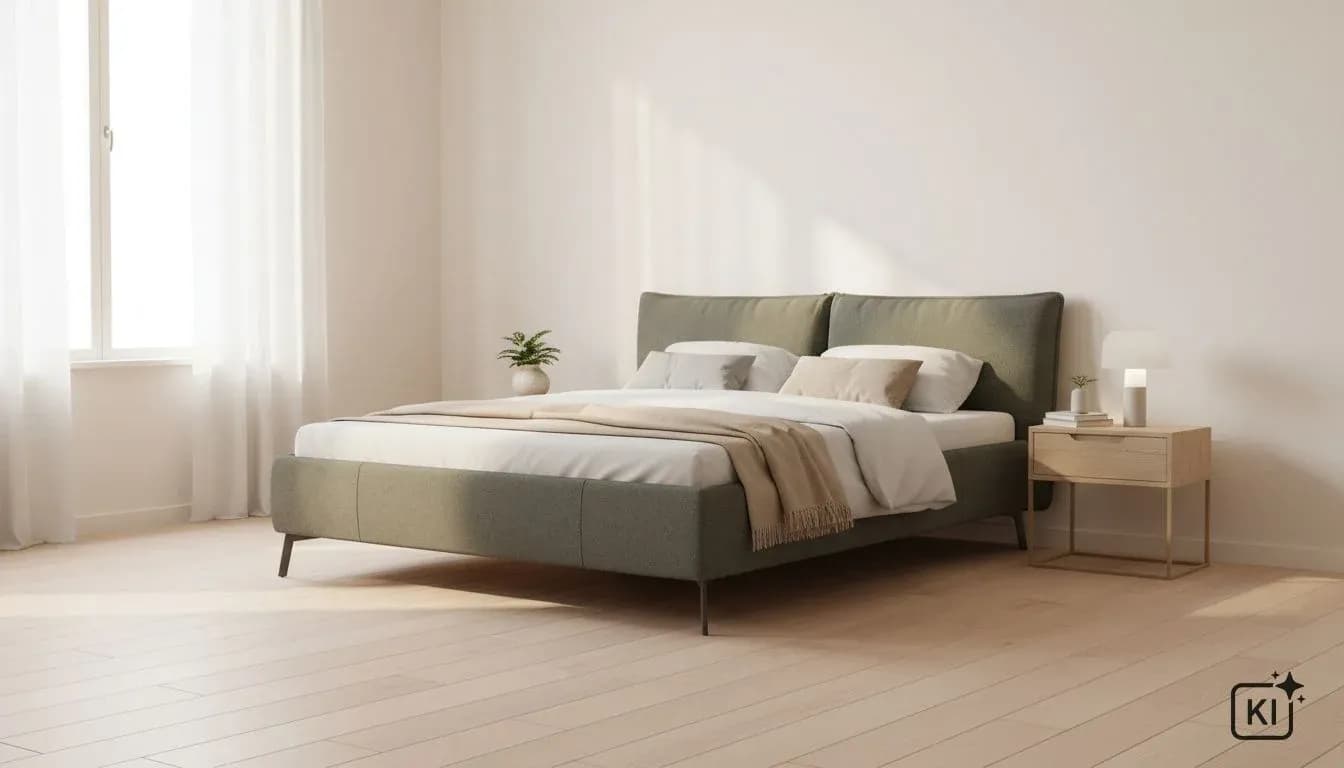 Bettgestell Coria - Liegefläche 180x200 cm, Stoff, Olive