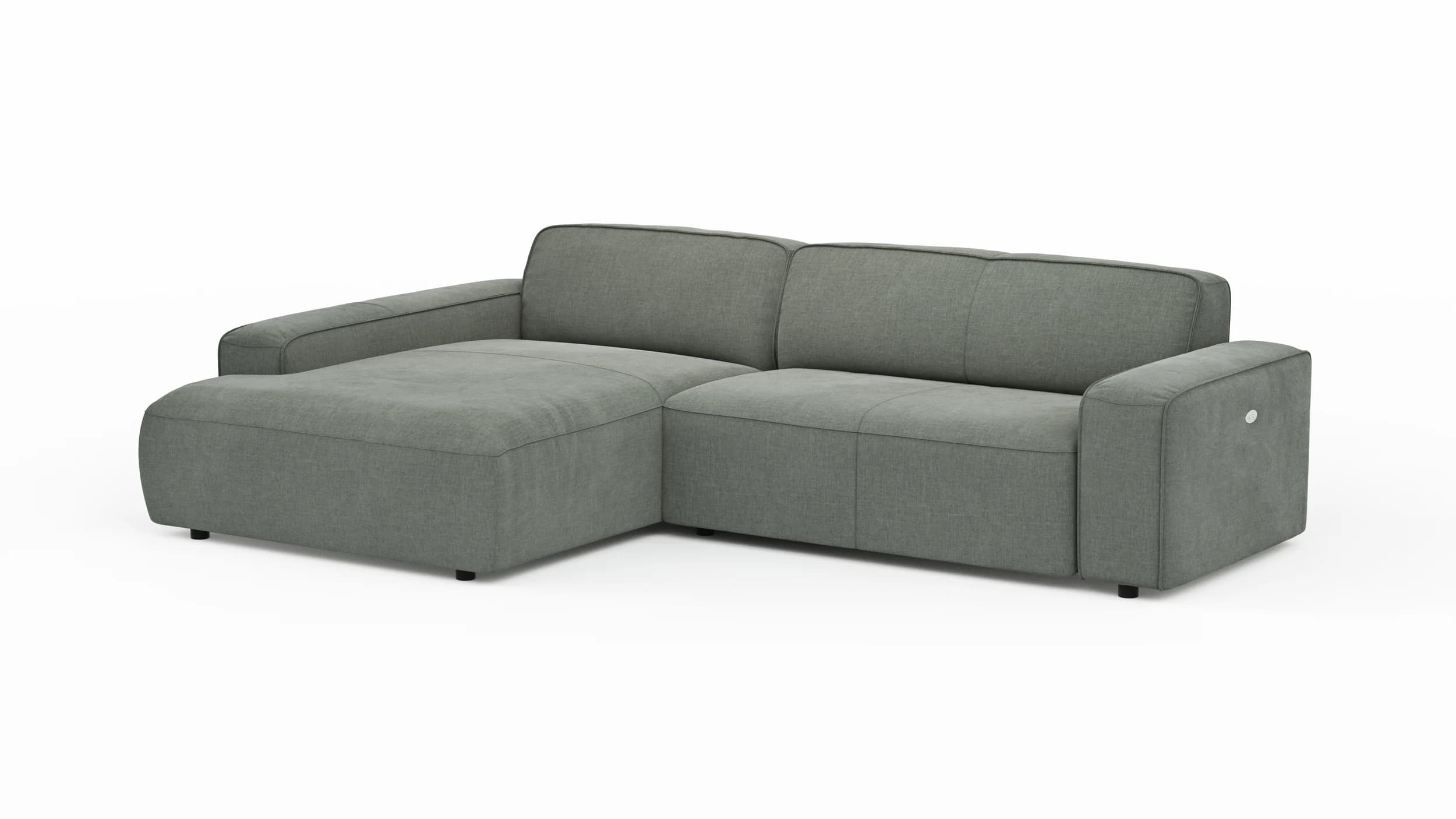 Ecksofa Denver -  Longchair links mit 2-Sitzer, inkl. Sitzvorzug (motorisch), Stoff, Grau