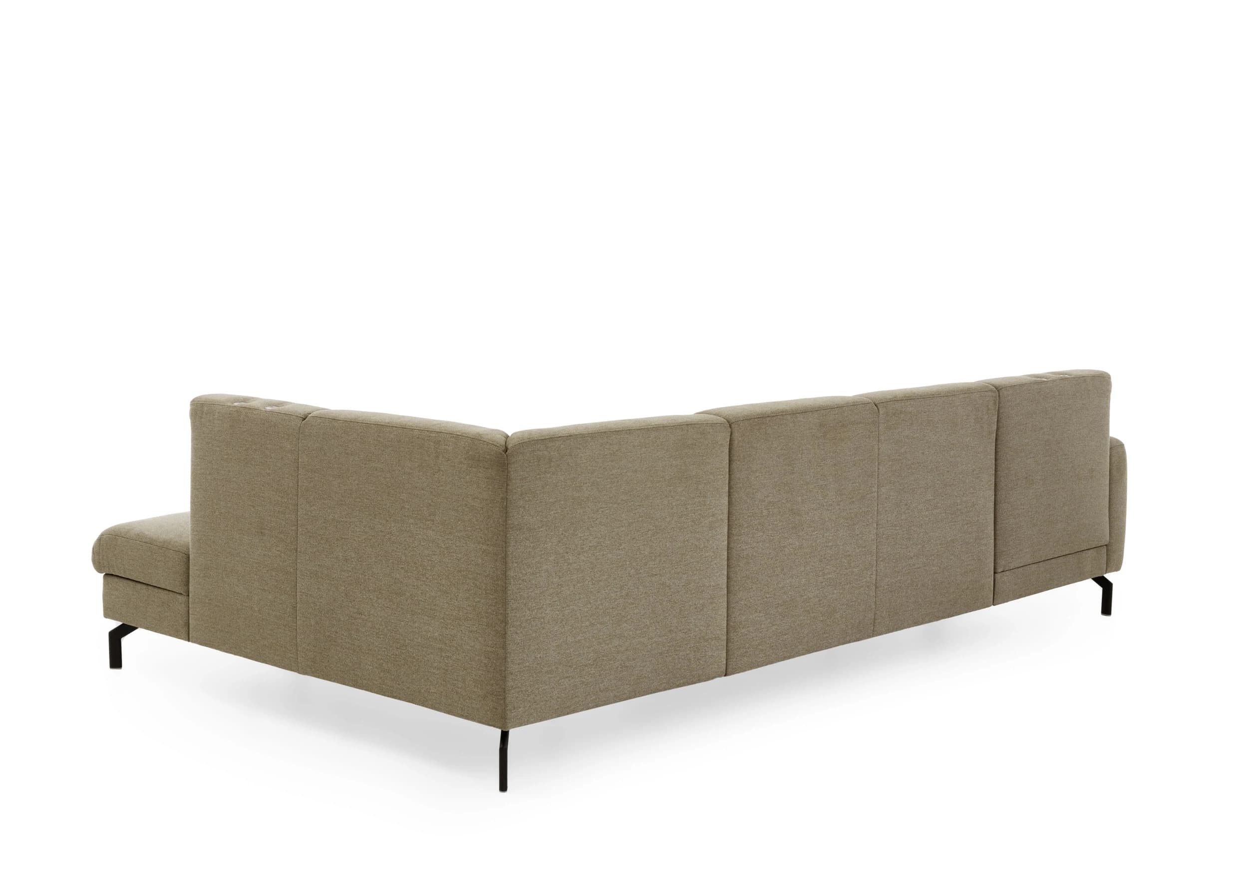 Wohnlandschaft - Longchair links mit 2,5-Sitzer und Ecke rechts. Stoff, Mandel