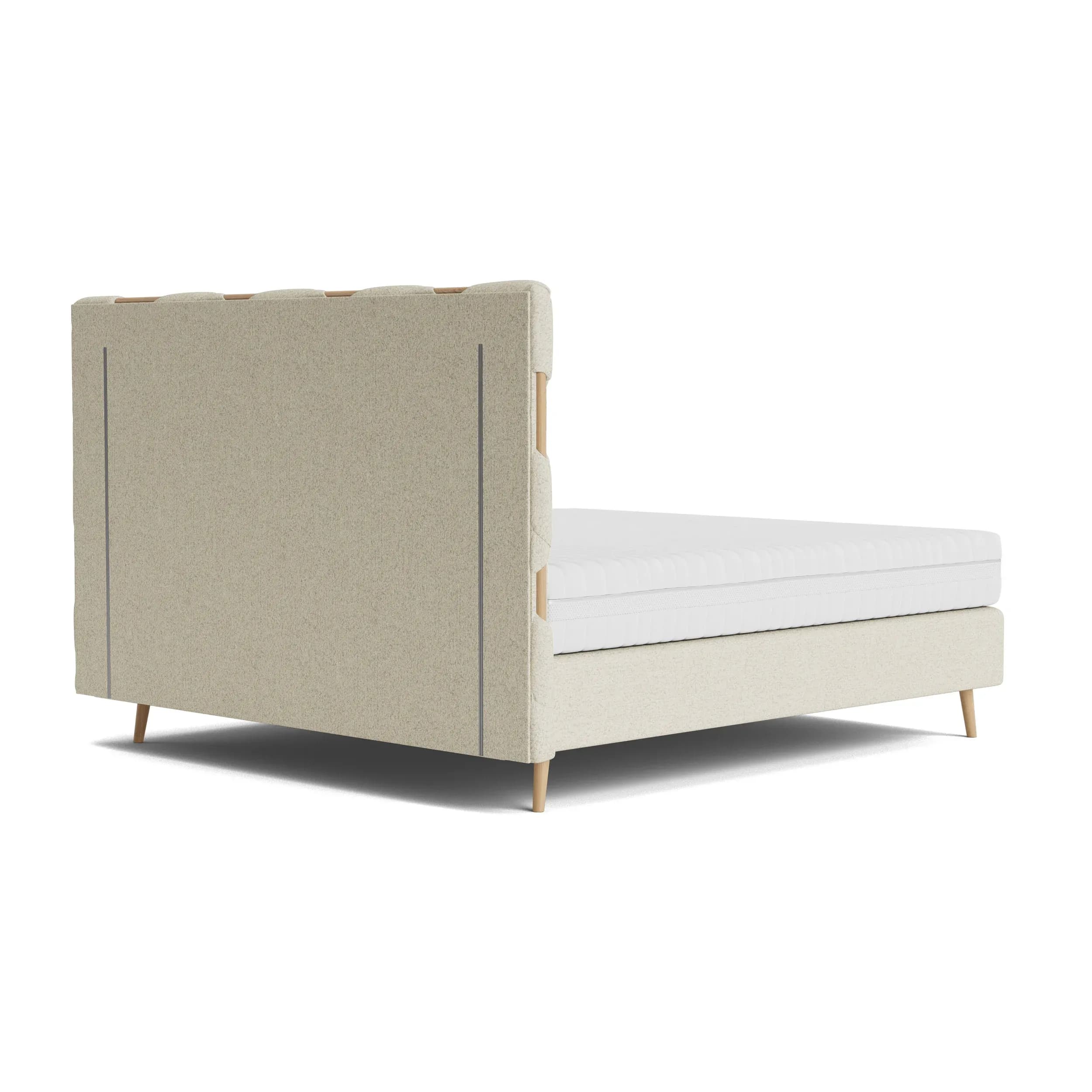 Boxspringbett Soria - Liegefläche ca. 180x200 cm, Stoff, Ecru