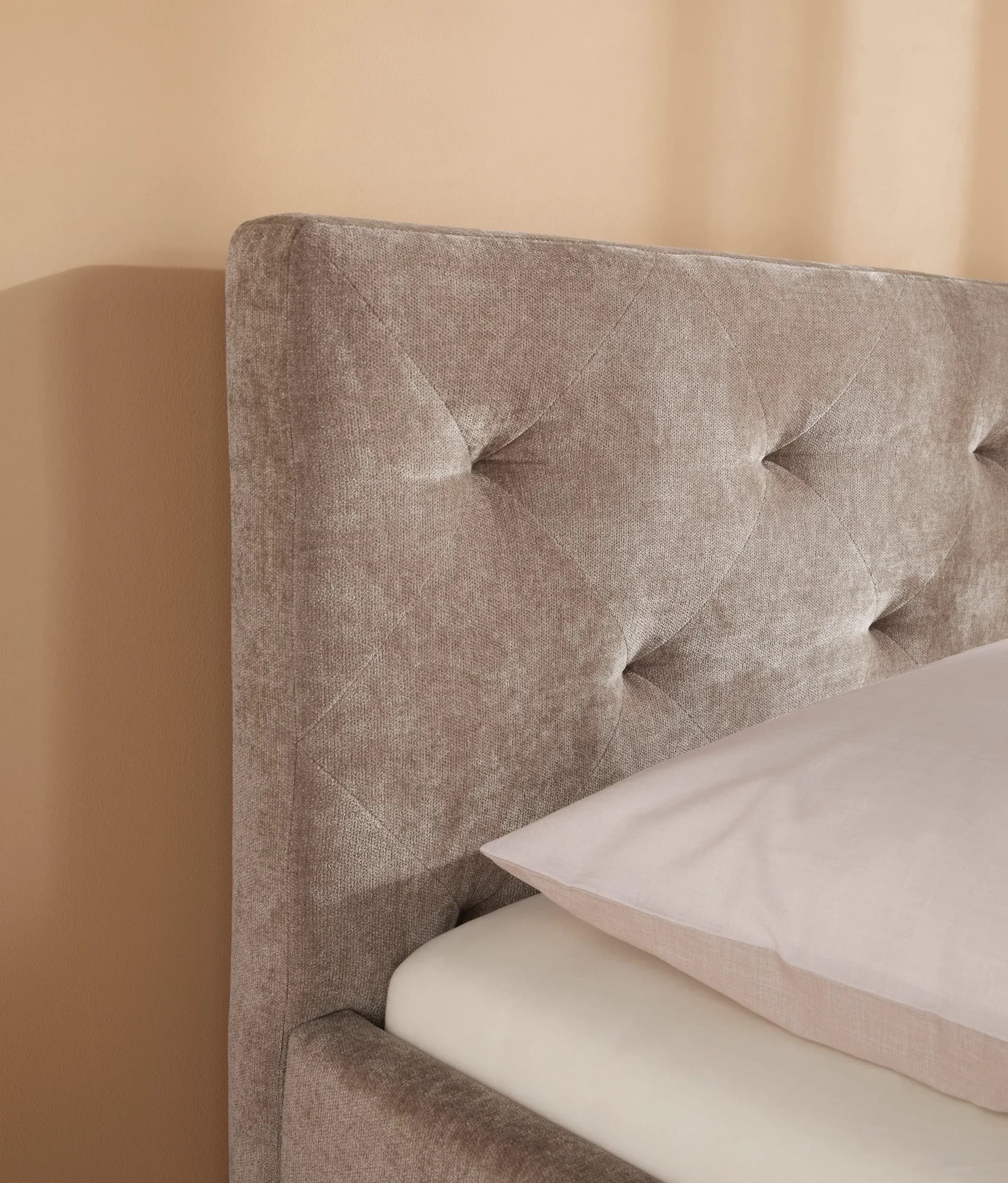 Bettgestell Coria - Liegefläche 180x200 cm, Stoff, Taupe