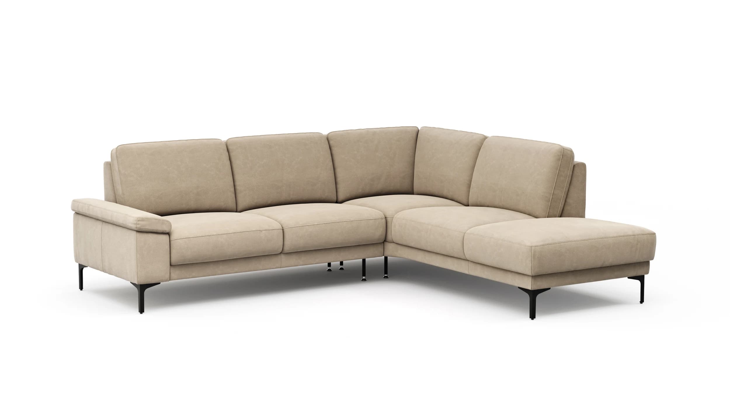 Ecksofa Matero - 2-Sitzer mit Ecke rechts, Leder, Taupe