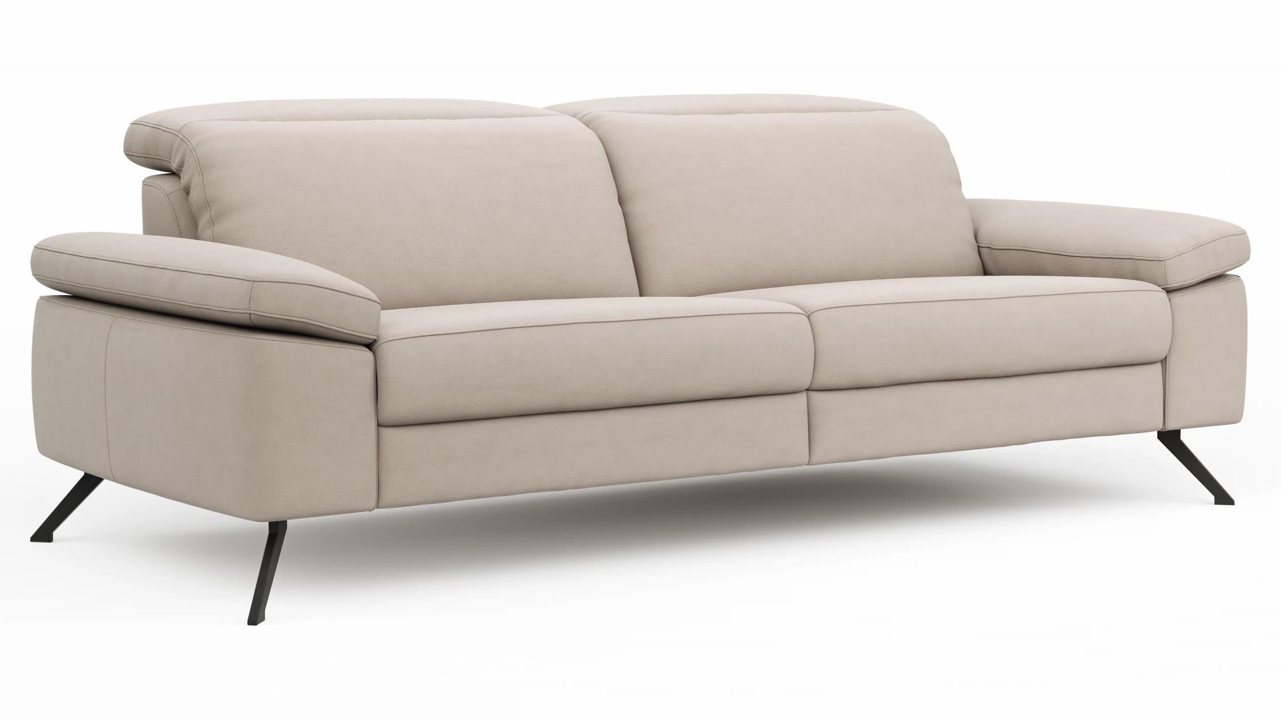 Sofa Rafaela 2.0 - 3-Sitzer inkl. Kopfteil verstellbar, Leder, Champagner