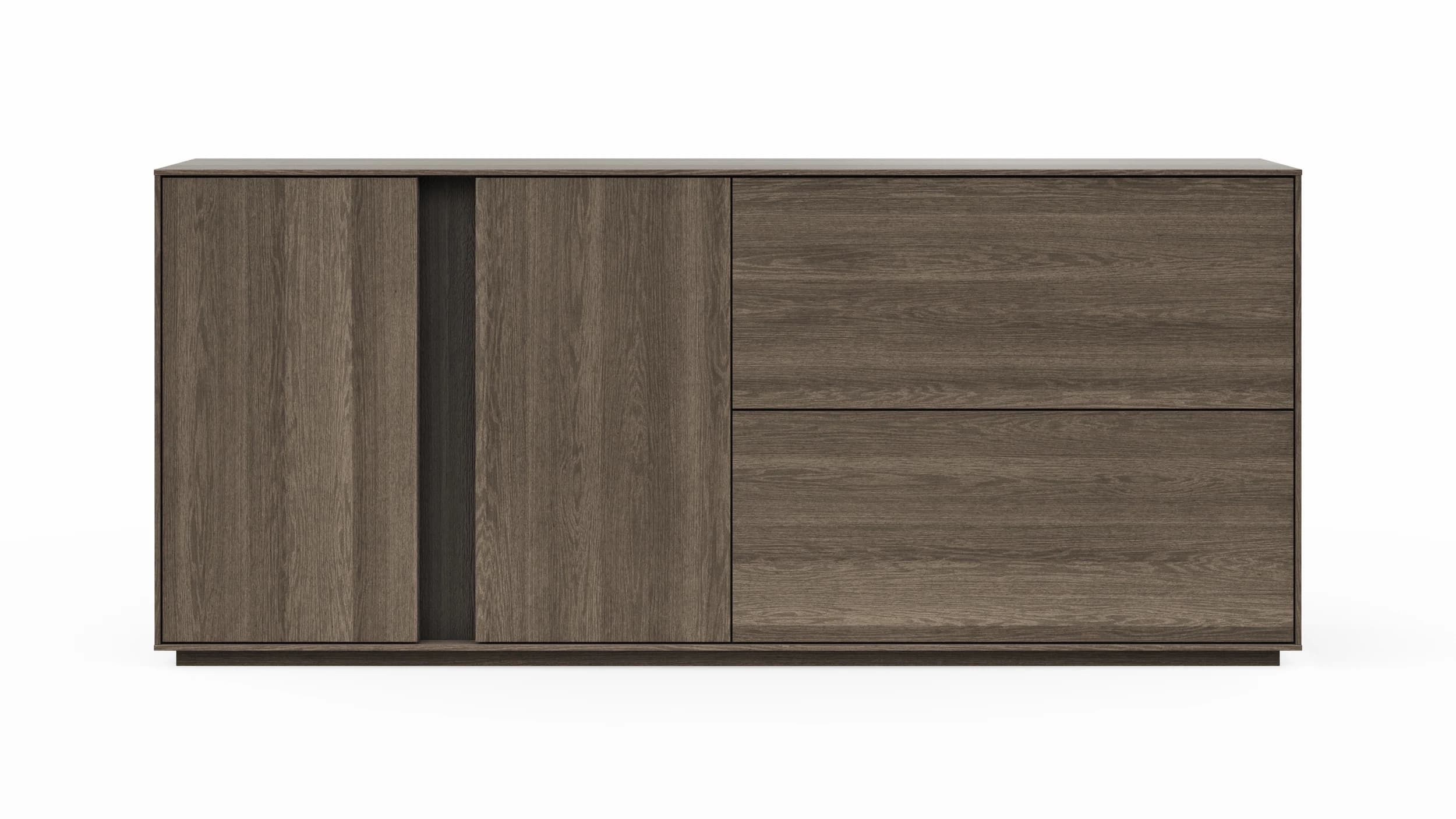 Sideboard Saratoga - mit Klapptüren, Buche massiv, silbergrau geölt