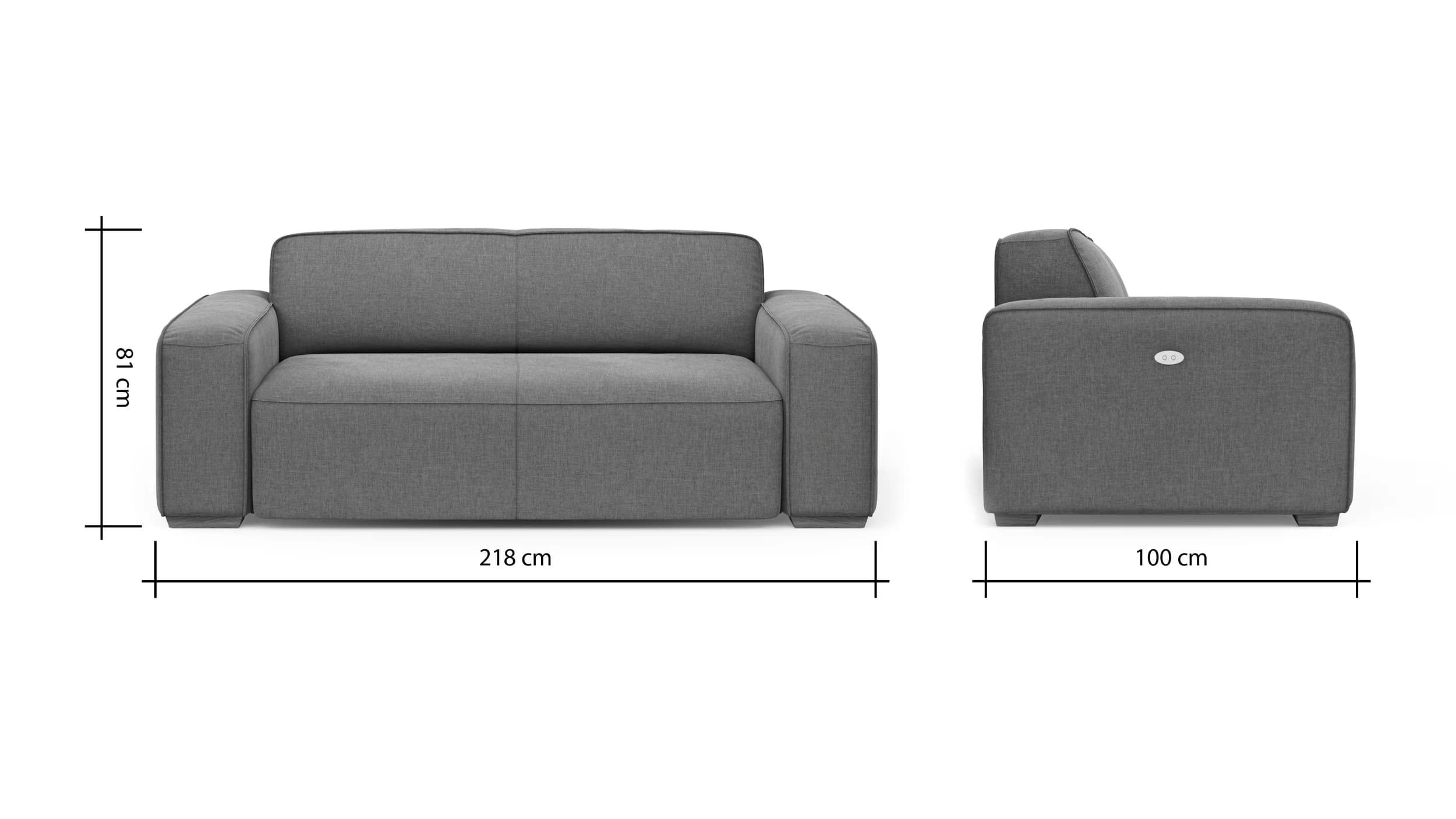 Sofa Denver - 2,5-Sitzer, inkl. Sitzvorzug (motorisch) Stoff, Grau