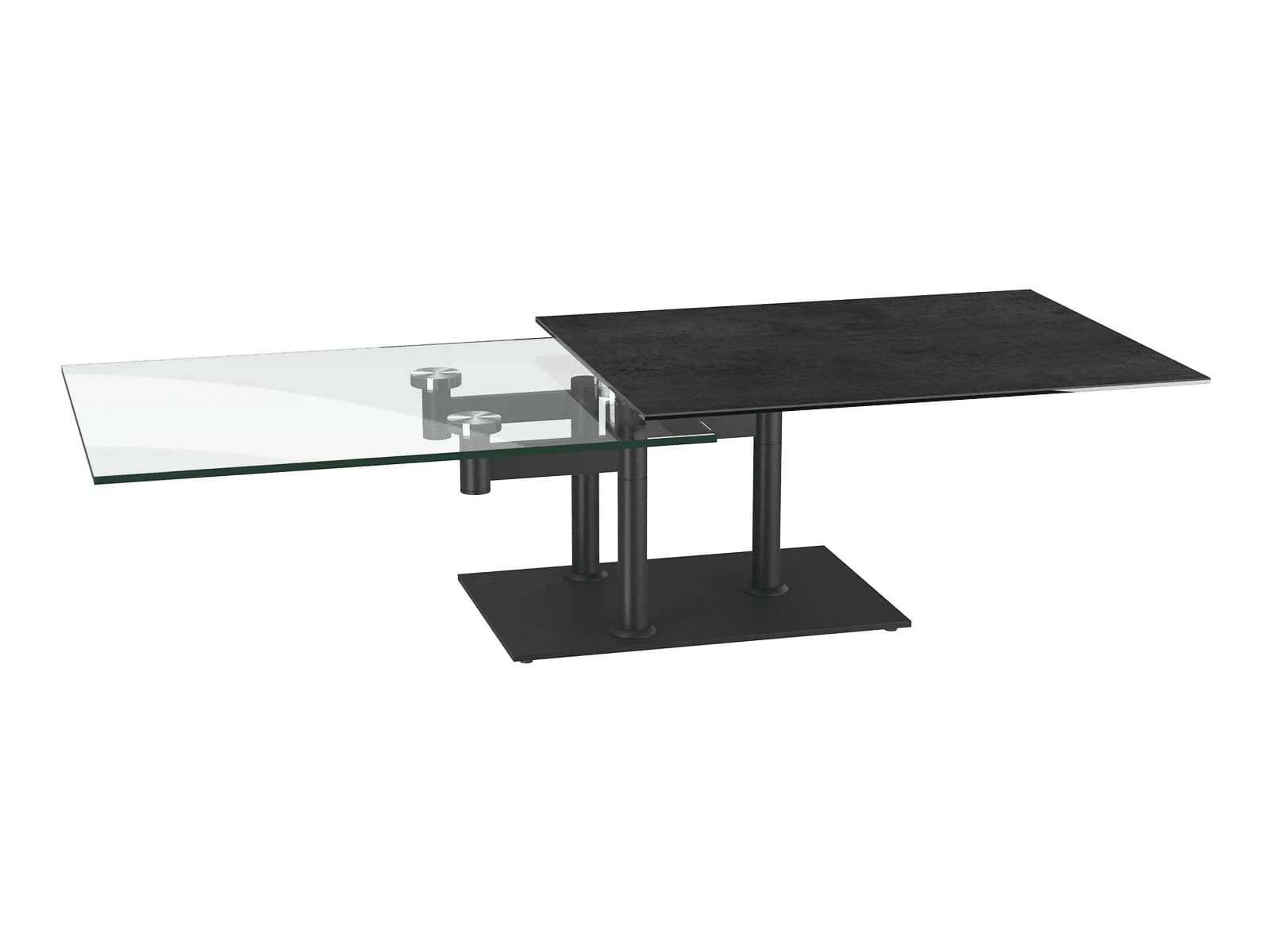 Couchtisch - Platten drehbar, LBH ca. 90/150 x60 cm, Keramik, Titan