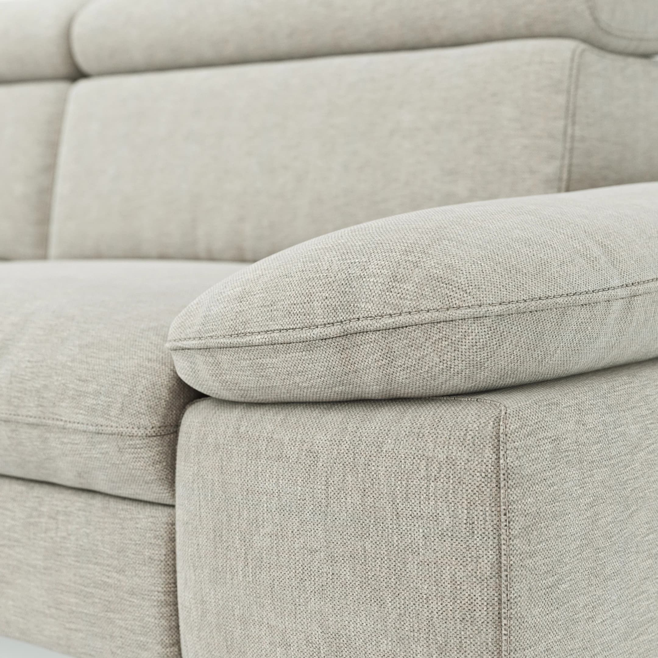 Ecksofa Felipa - Ecke links mit 2,5-Sitzer inkl. Kopfteil verstellbar, Stoff, Natur