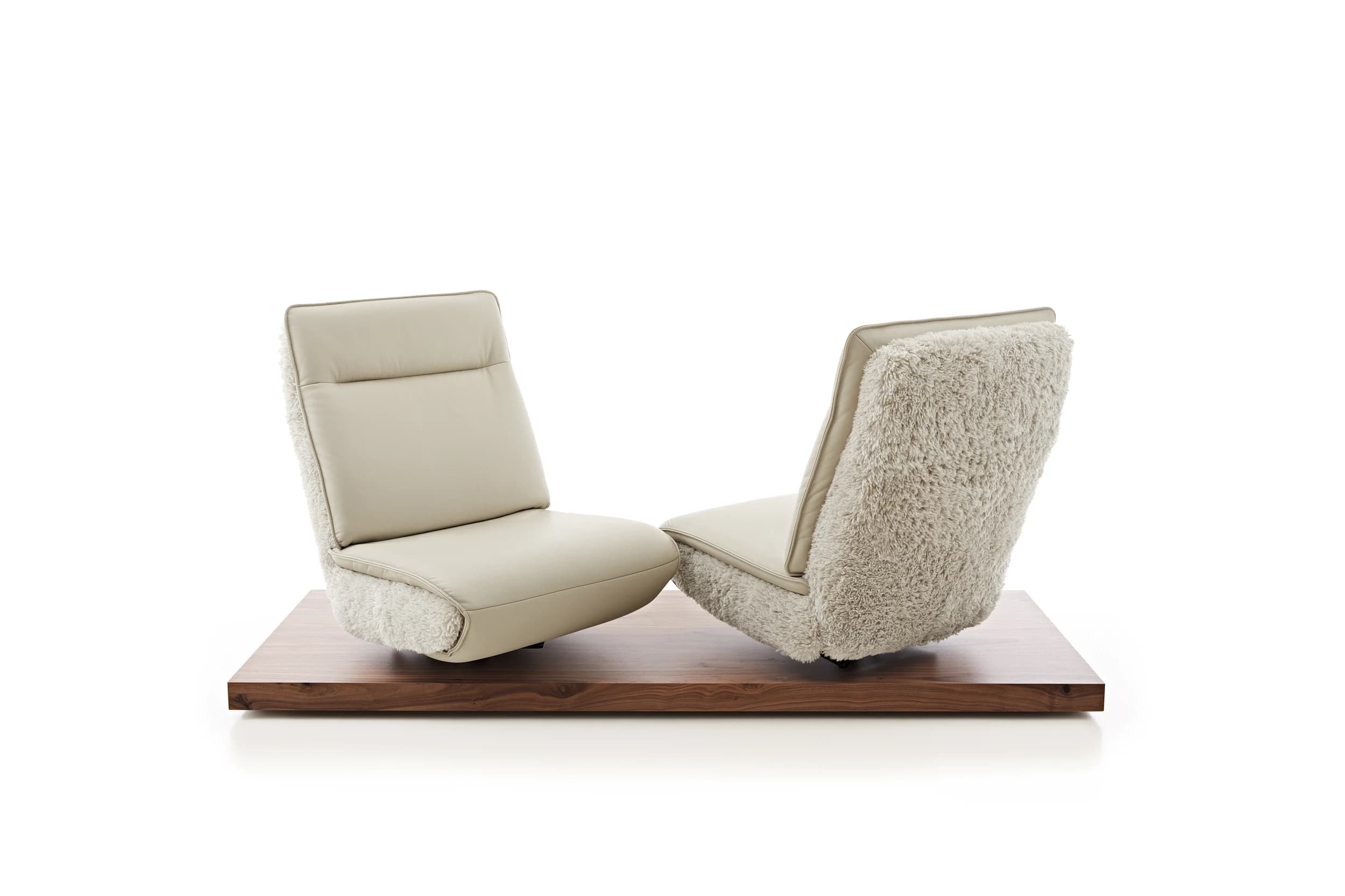 Sofa - 2-Sitzer, Relaxfunktion motorisch, Leder/Stoff Perlmutt