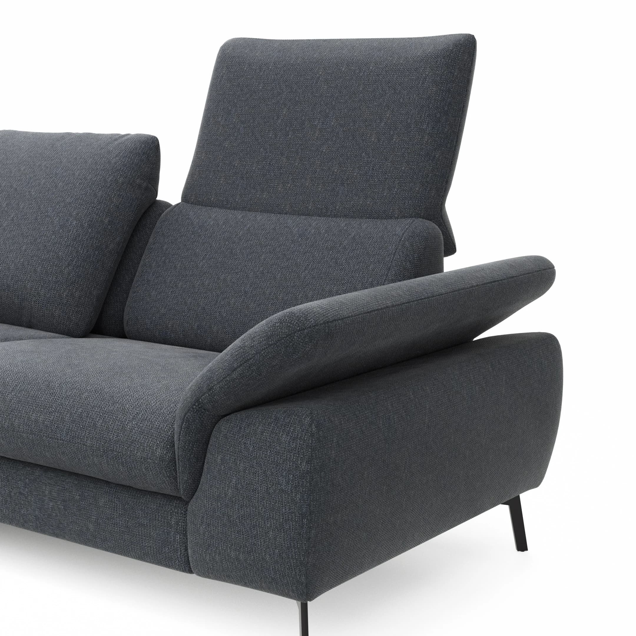 Ecksofa Gotera - Longchair links mit 1,5-Sitzer med. + 1,5-Sitzer med. rechts inkl. Rückenlehne verstellbar, Stoff, Anthrazit