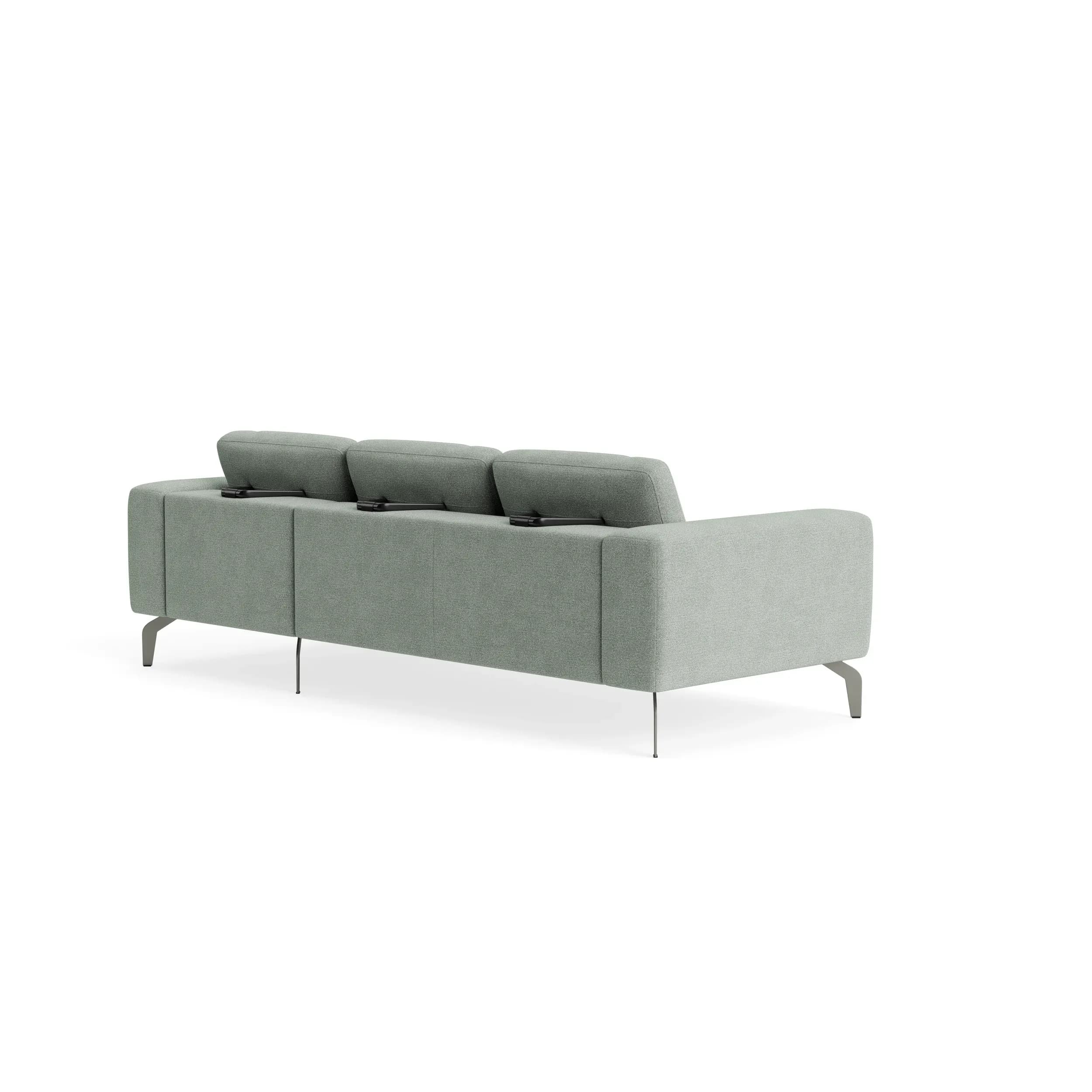 Ecksofa Benissa - 2,5-Sitzer mit Longchair rechts inkl. Sitztiefe und Rückenlehne verstellbar, Stoff, Mint