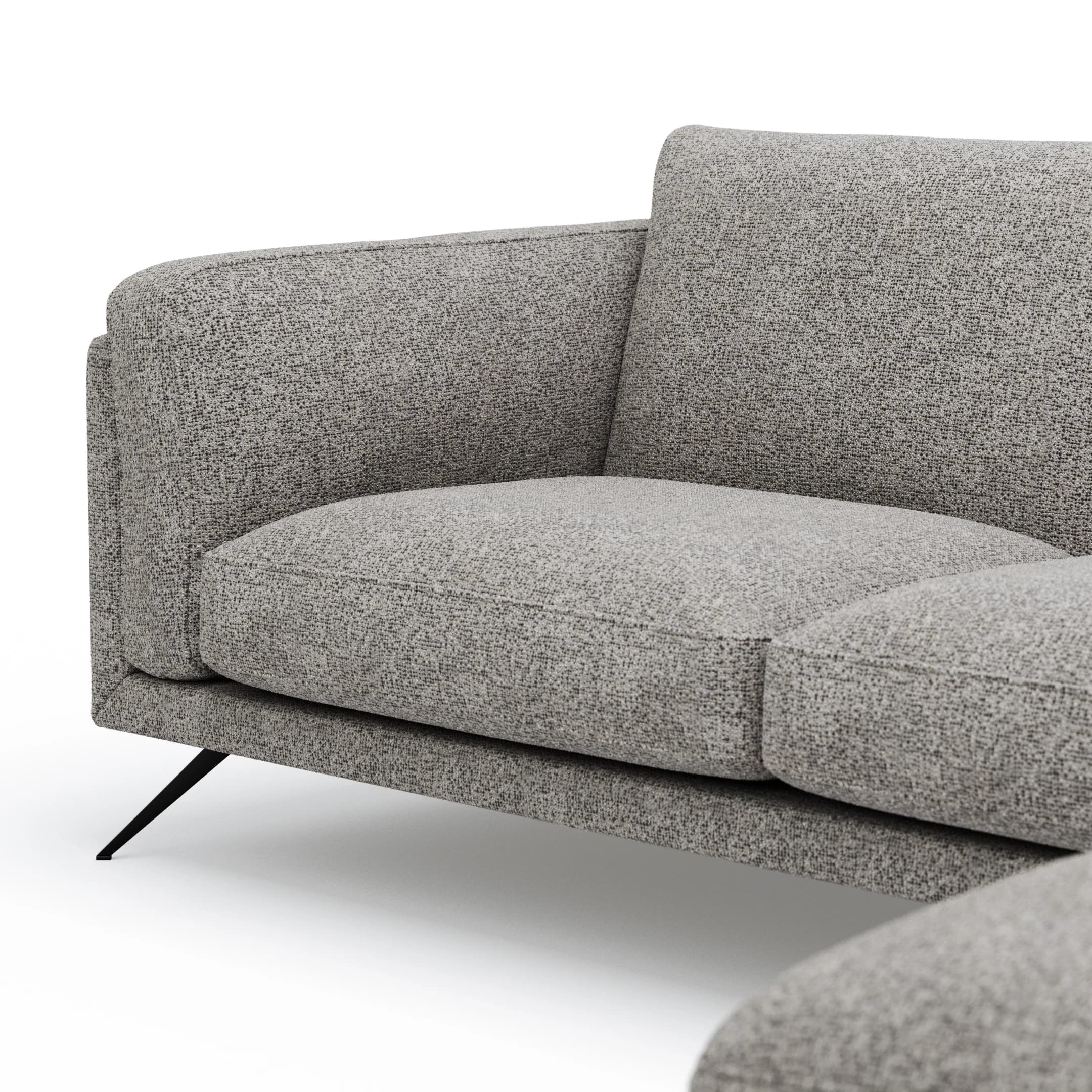 Ecksofa Valdemoro - 2,5-Sitzer mit Longchair rechts inkl. Rückenlehne verstellbar, Stoff, Grau