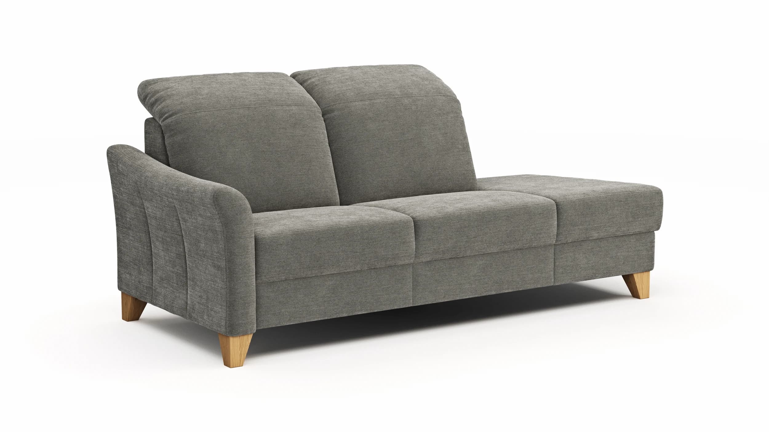 Sofa Canterbury - Recamiere links, inkl. Sitzvorzug (motorisch), Stoff, Silbergrau