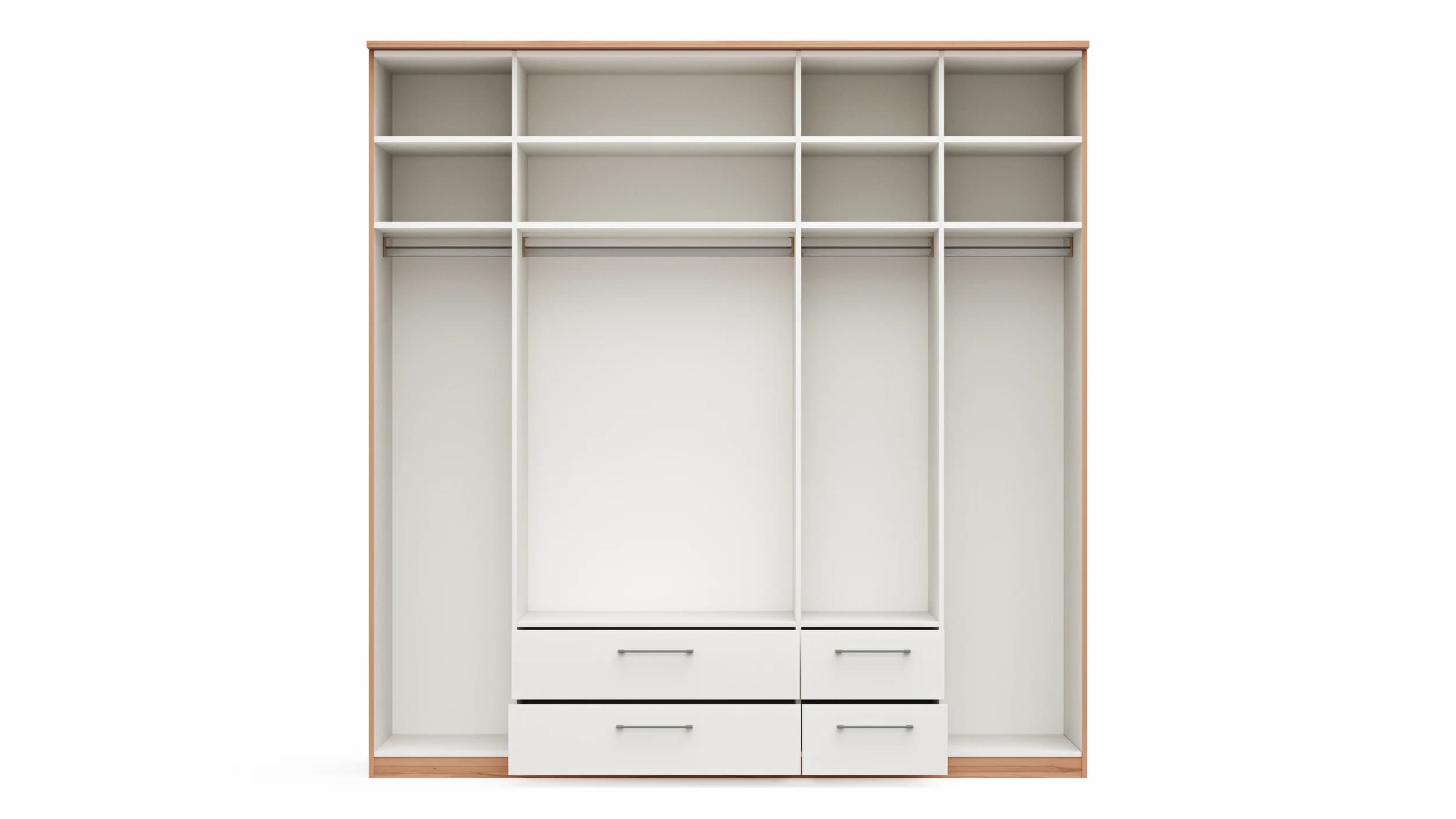 Drehtürenschrank Viana - B. ca. 225 cm, Furnier, Kernbuche, Weiß