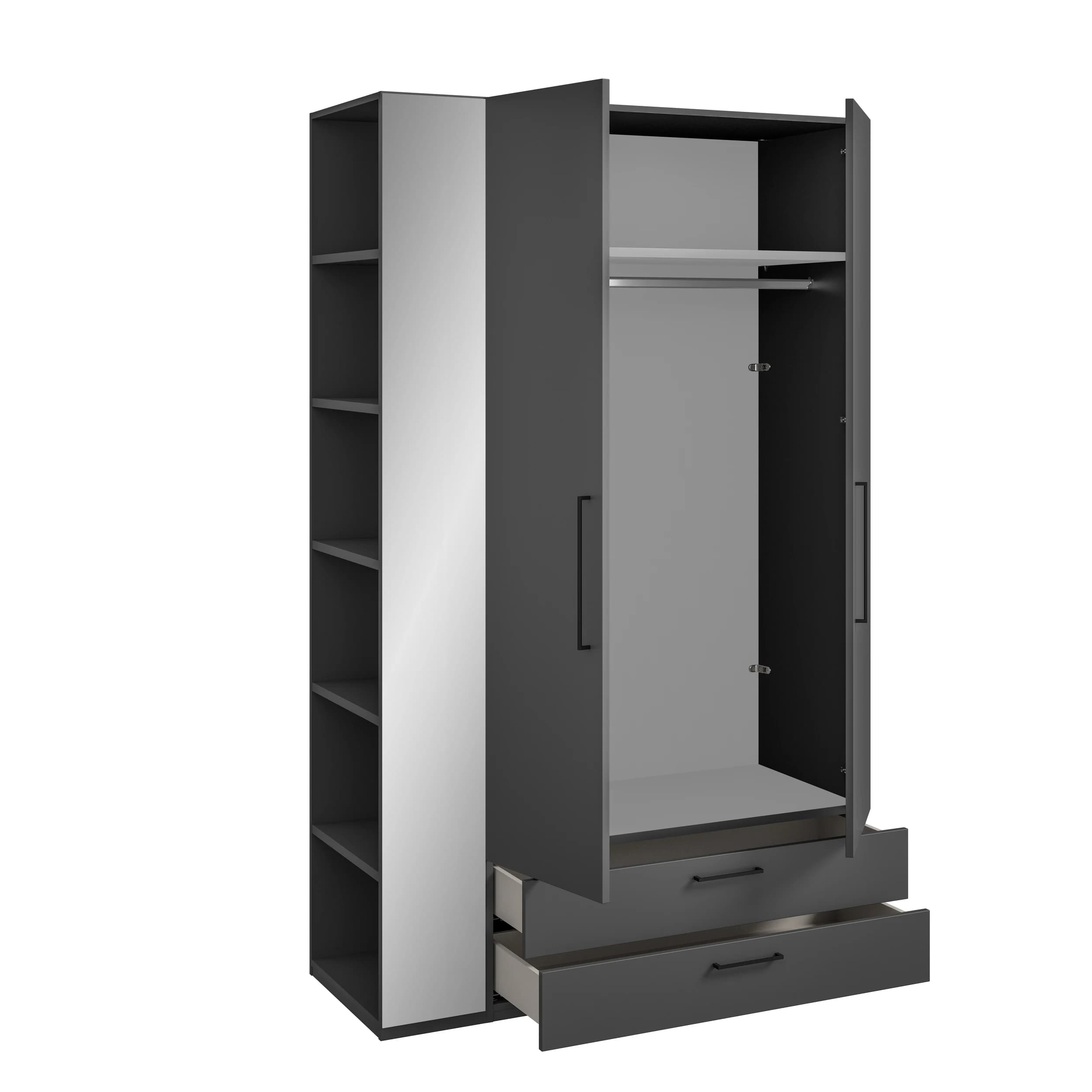 Kleiderschrank - B. ca. 127 cm, Graphit