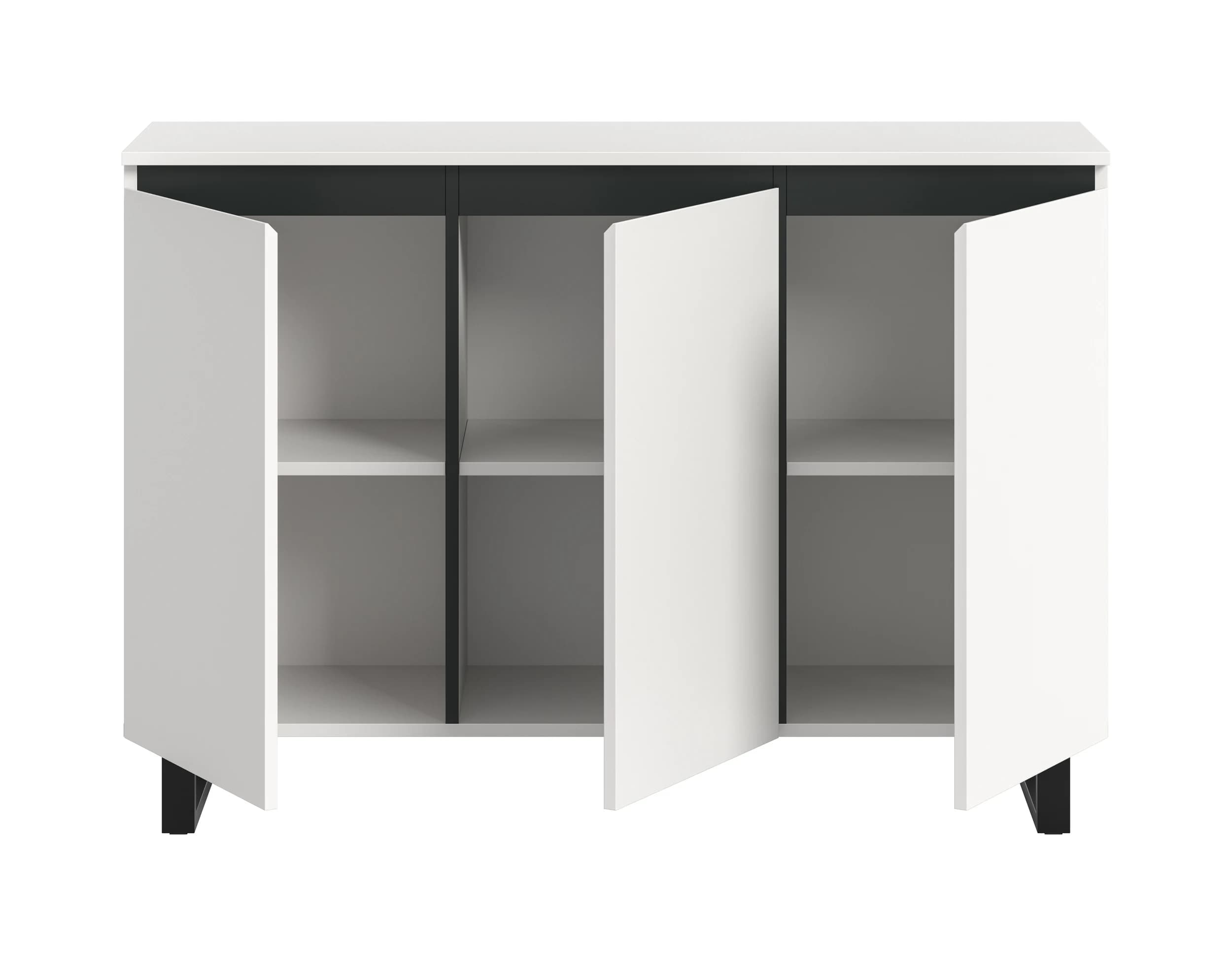 Sideboard - B ca. 120 cm, Weiß, Schwarz