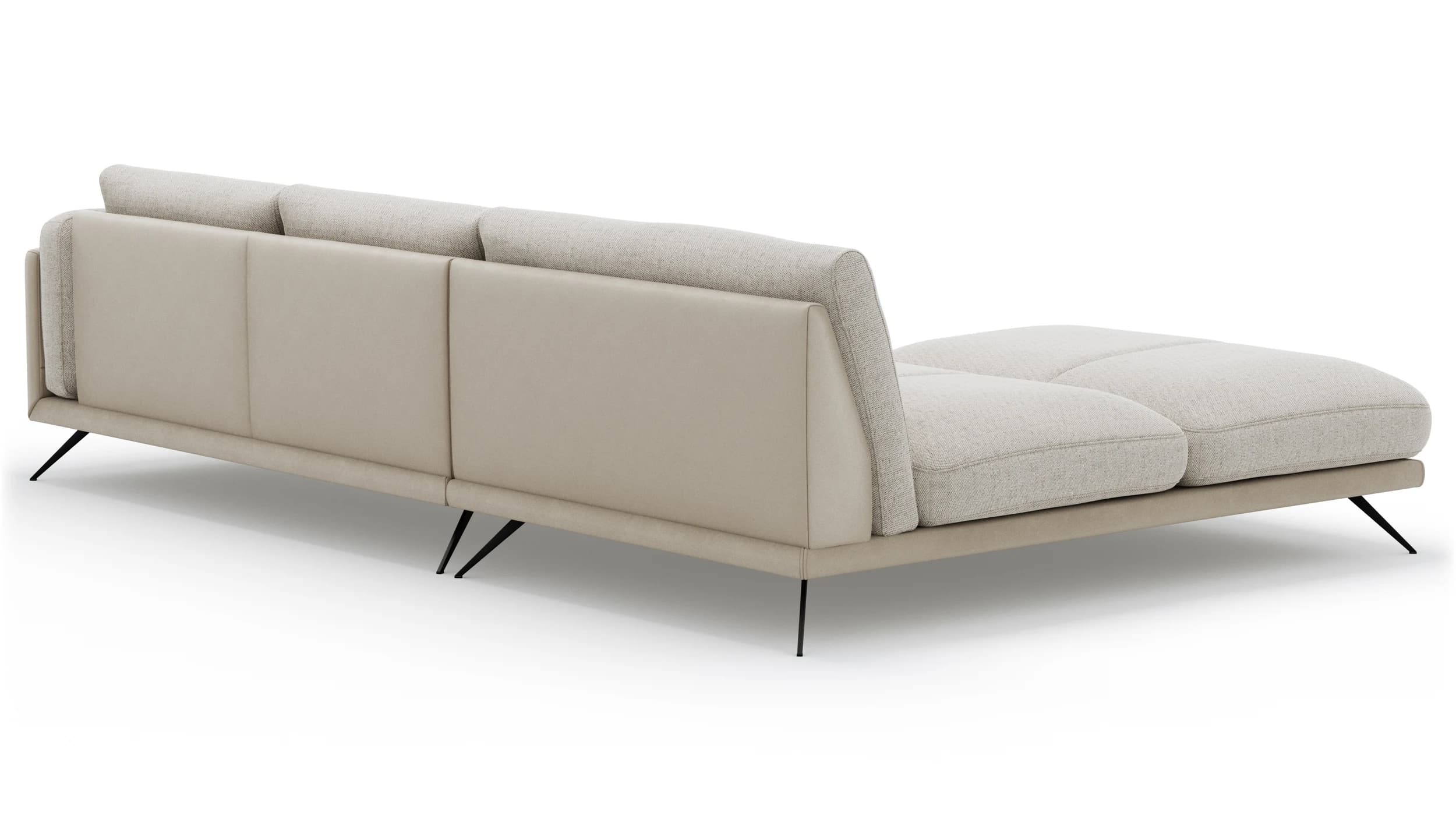 Ecksofa Valdemoro - Longchair mit 2,5-Sitzer rechts inkl. Rückenlehne verstellbar, Stoff, Creme