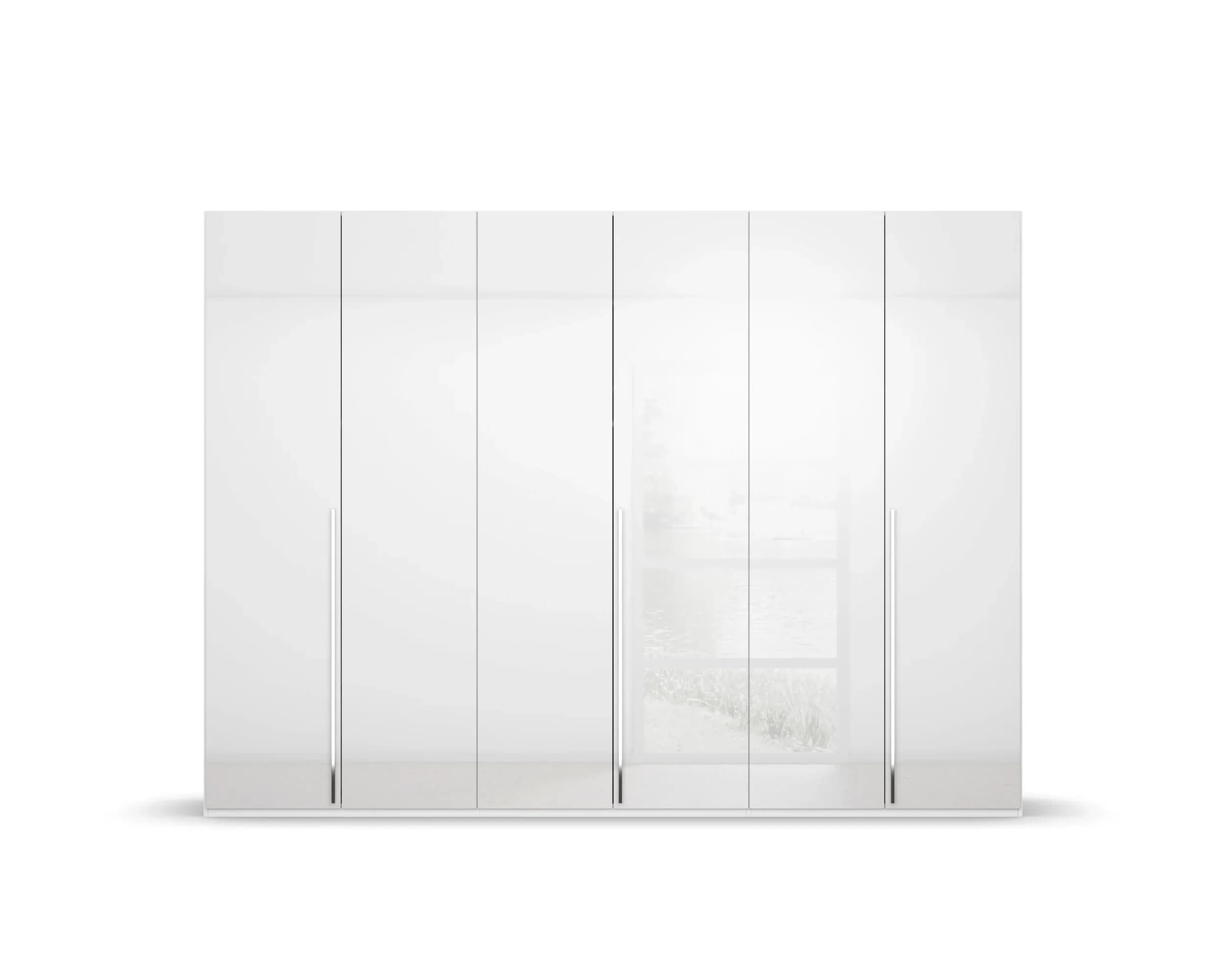 Drehtürenschrank - B. ca. 301 cm, Hochglanz Weiß