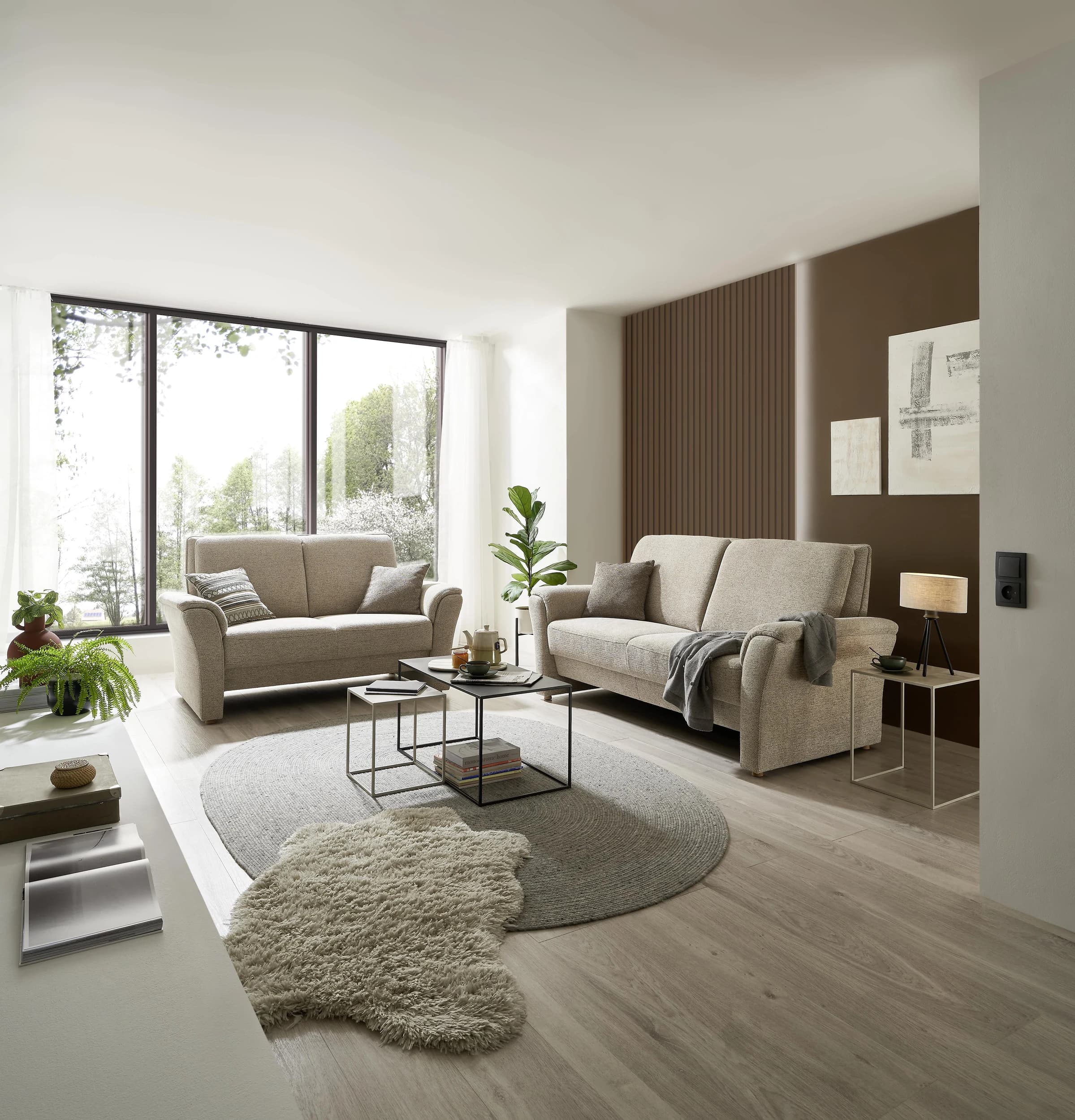 Sofa EM Sanna - 2-Sitzer, Stoff, Natur